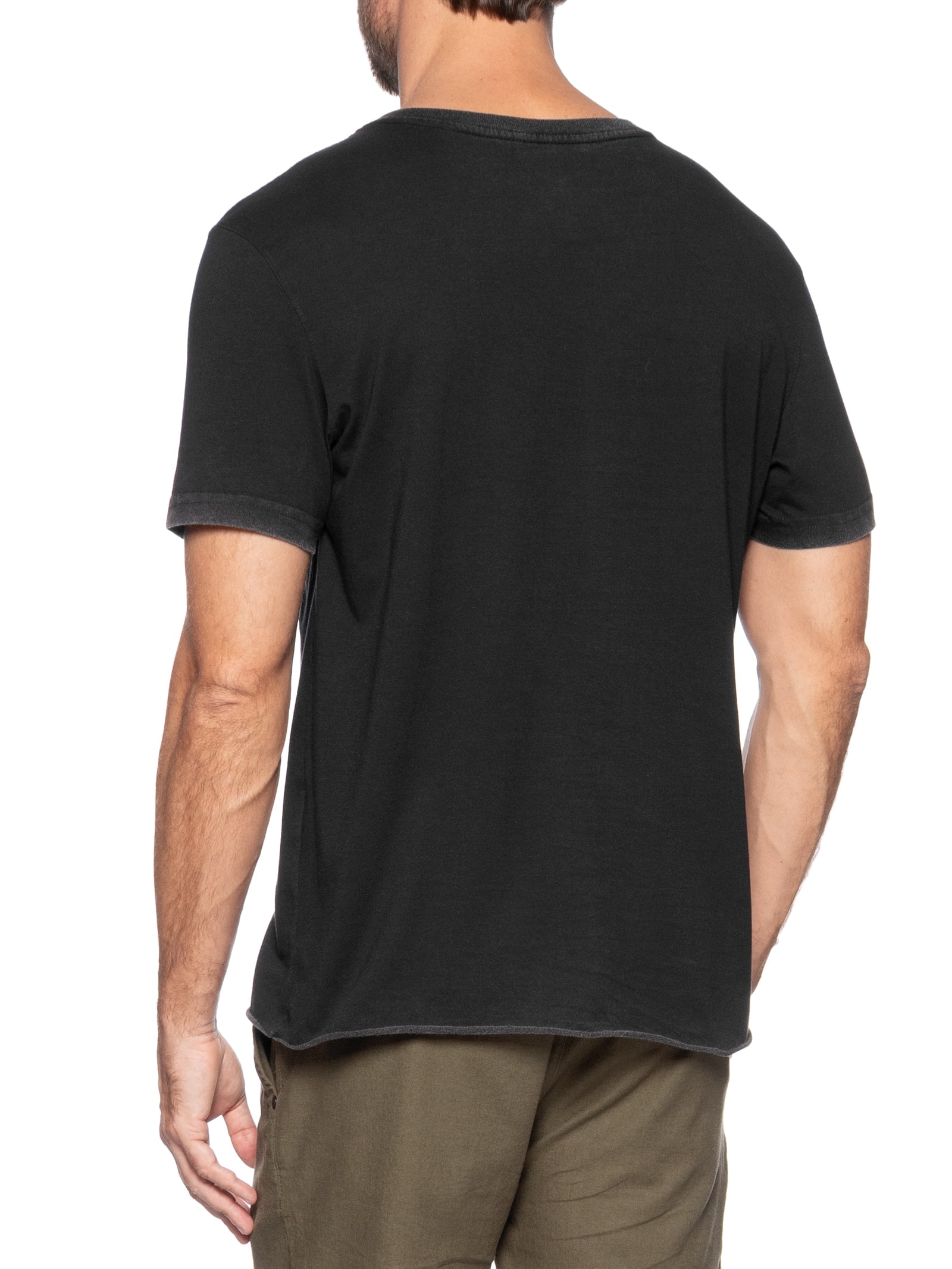 Camiseta Masculina Manga Curta Gola Careca Double Face Ride Fast Preto Osklen