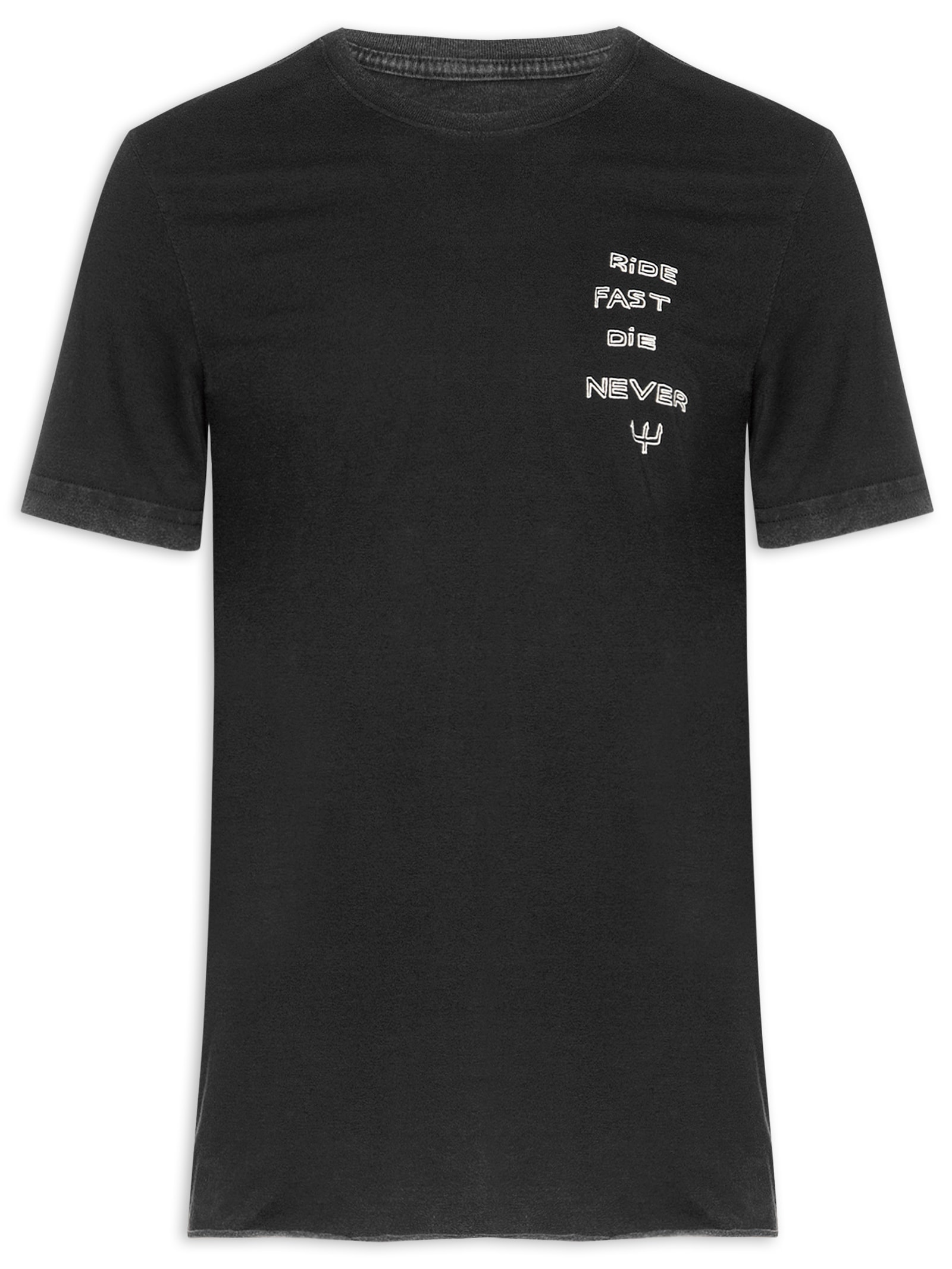 Camiseta Masculina Manga Curta Gola Careca Double Face Ride Fast Preto Osklen