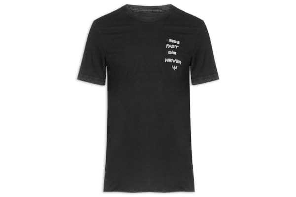 Camiseta Masculina Manga Curta Gola Careca Double Face Ride Fast - Preto