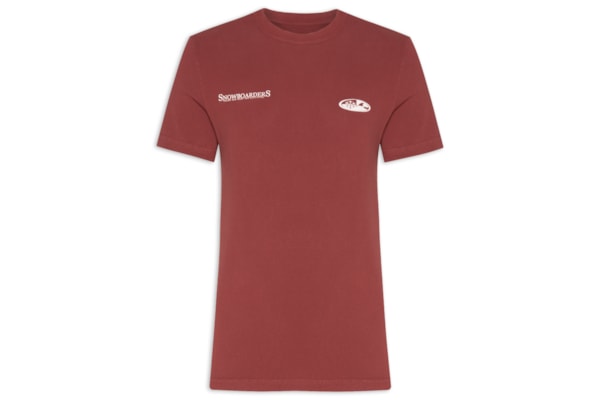 Camiseta Masculina Manga Curta Gola Careca Double Face Snowboarders - Vermelho