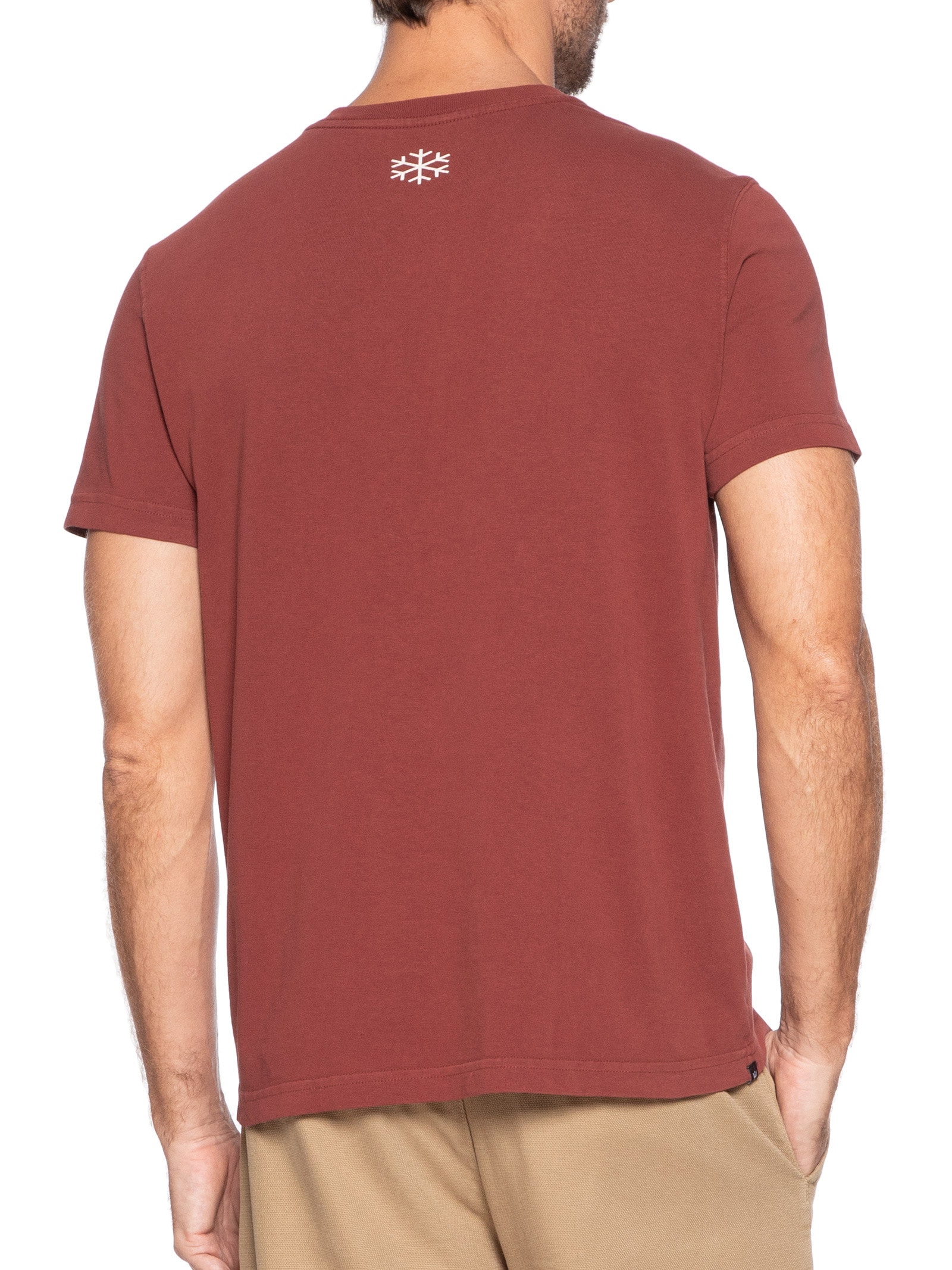 Camiseta Masculina Manga Curta Gola Careca Double Face Snowboarders Vermelho Osklen
