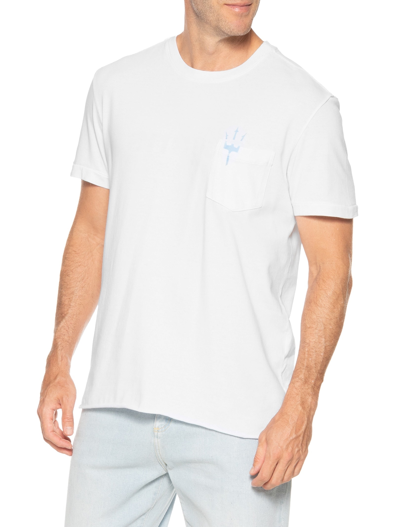 Camiseta Masculina Manga Curta Gola Careca Double Oceans Mc Branca Osklen