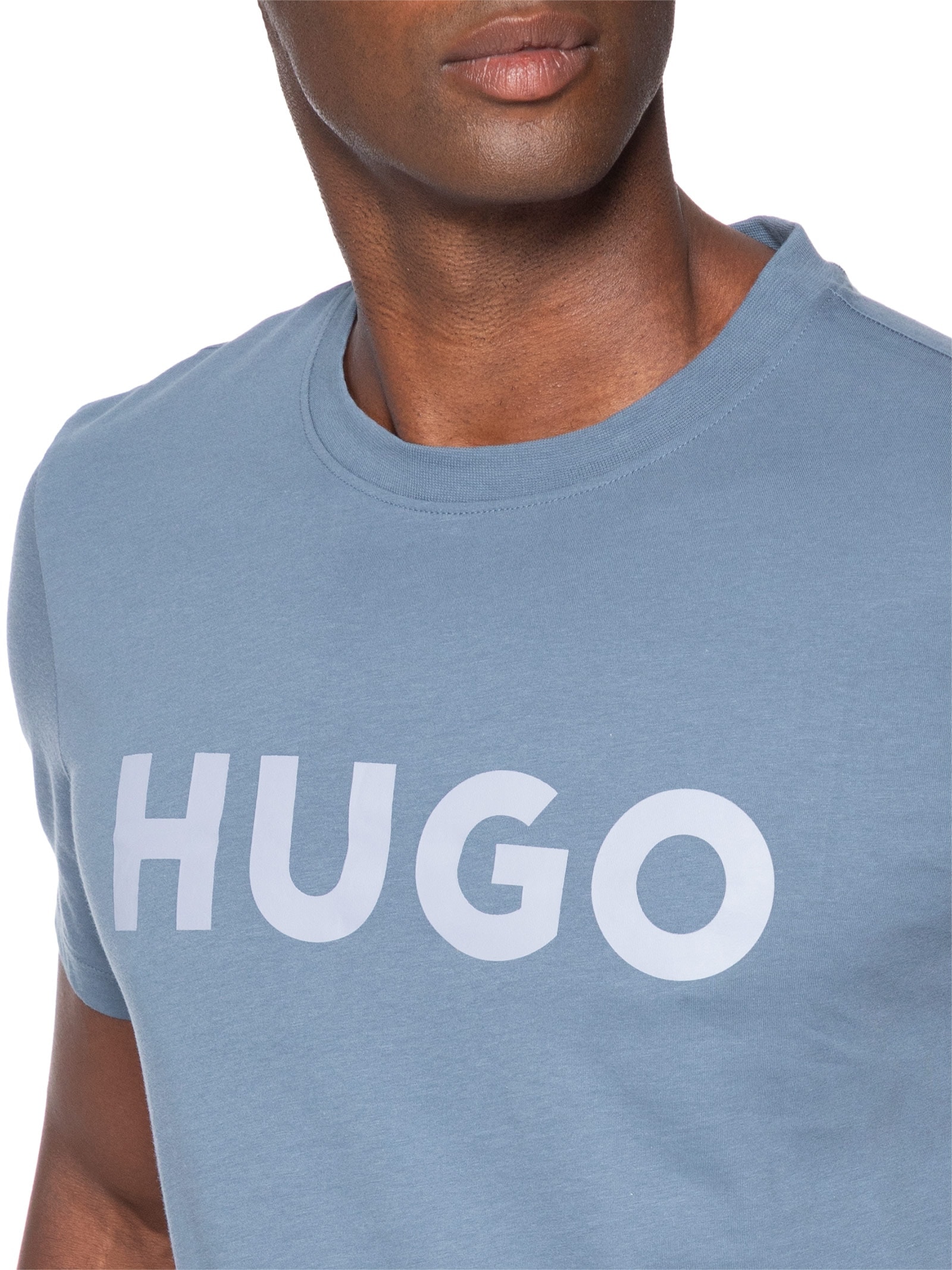 Camiseta Masculina Manga Curta Gola Careca Dulivio Azul Hugo