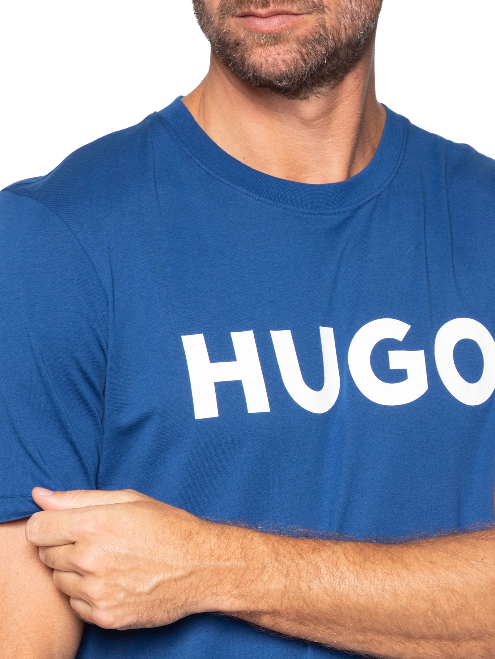 Camiseta Masculina Manga Curta Gola Careca Dulivio Azul Hugo