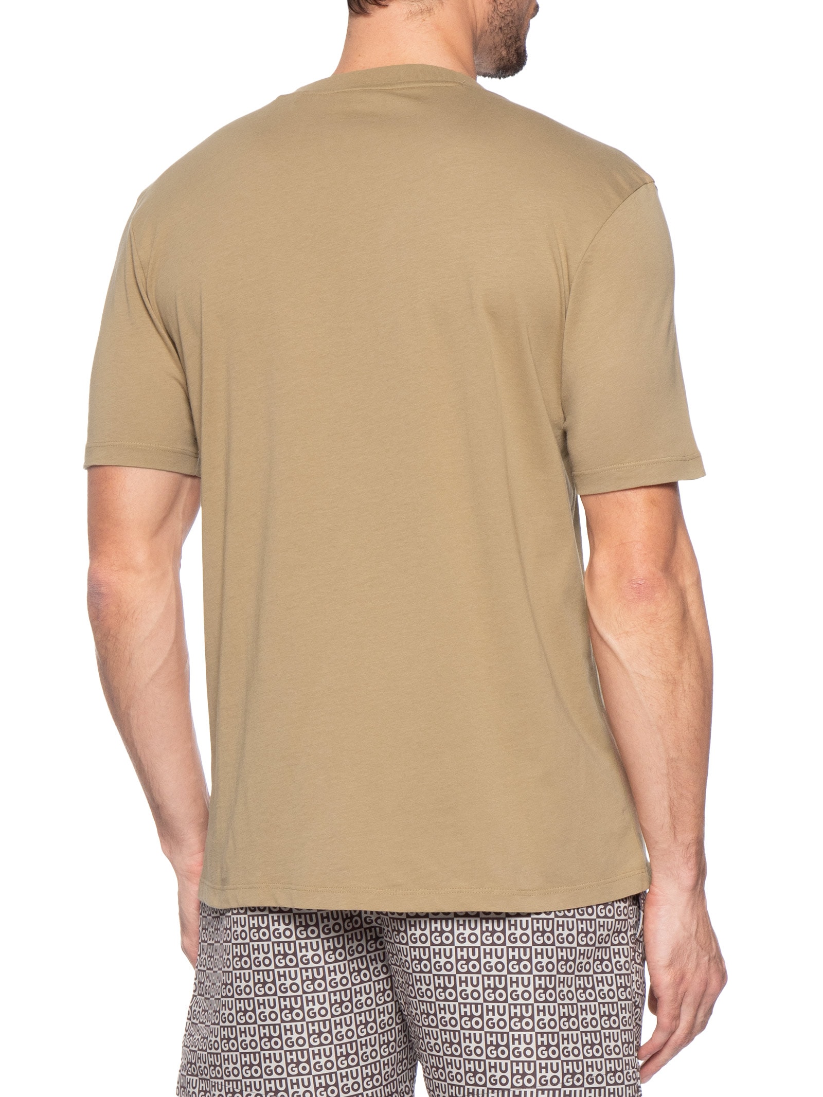 Camiseta Masculina Manga Curta Gola Careca Dulivio Bege Hugo
