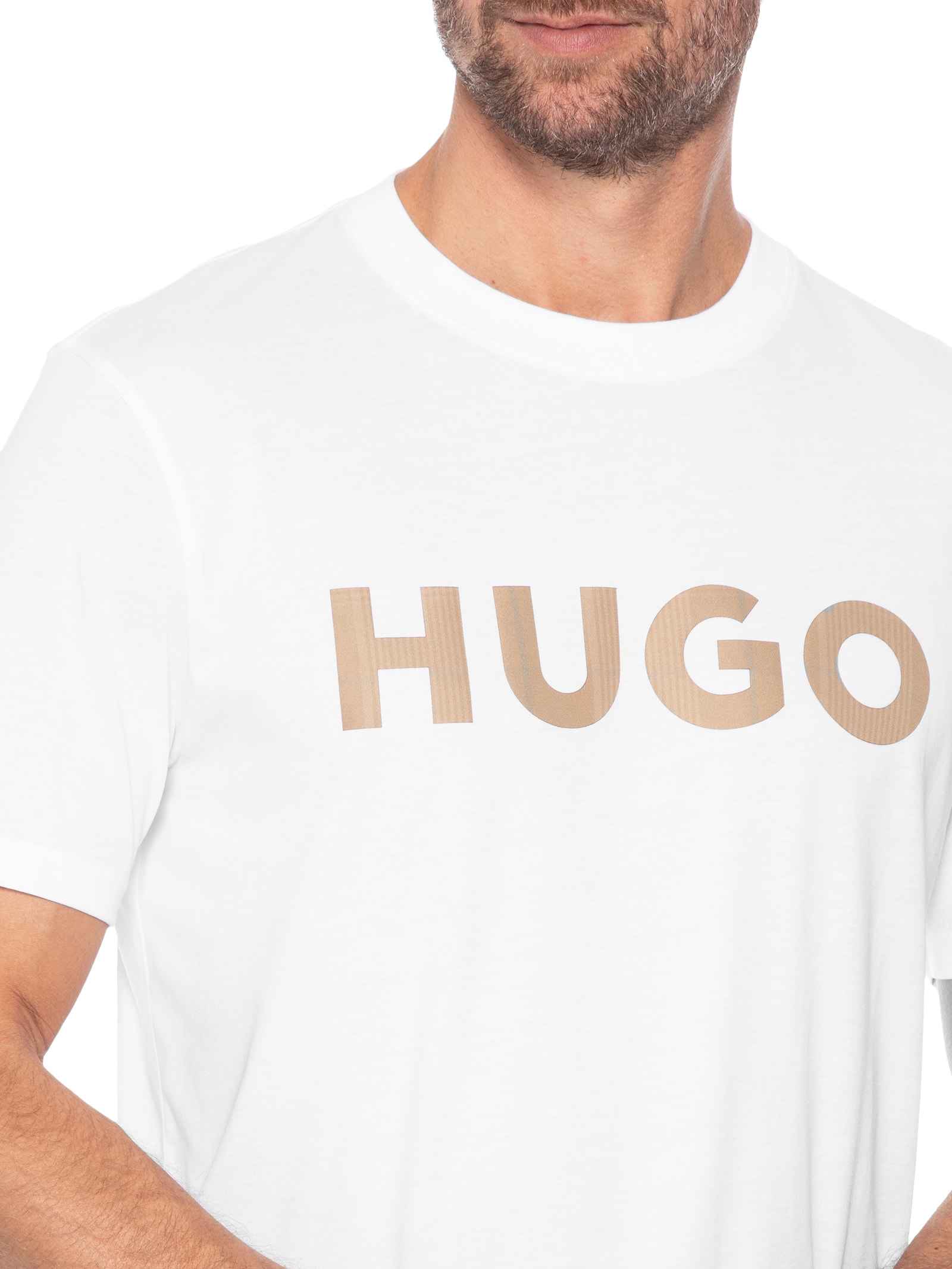 Camiseta Masculina Manga Curta Gola Careca Dulivio Branco Hugo