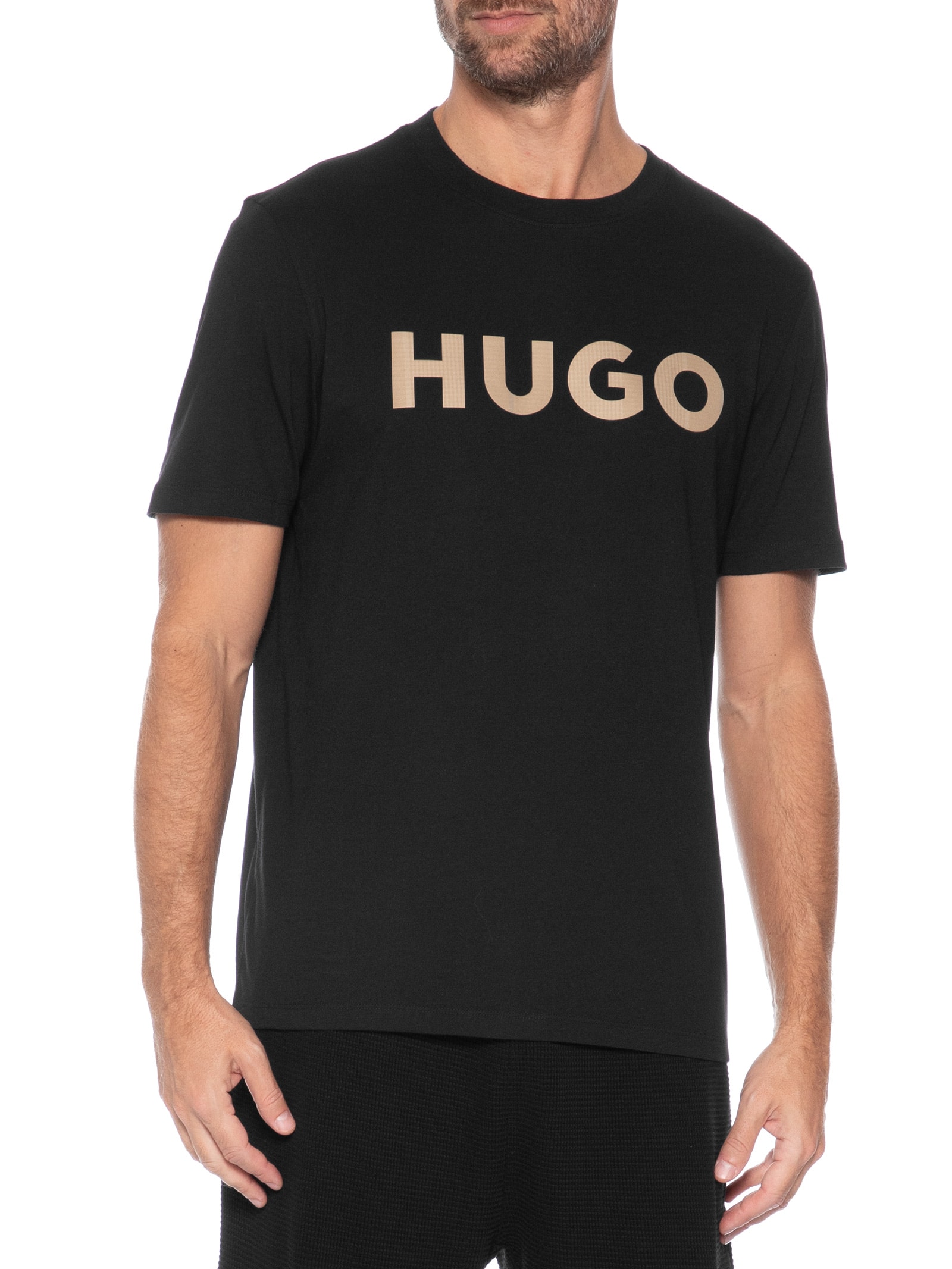 Camiseta Masculina Manga Curta Gola Careca Dulivio Preto Hugo