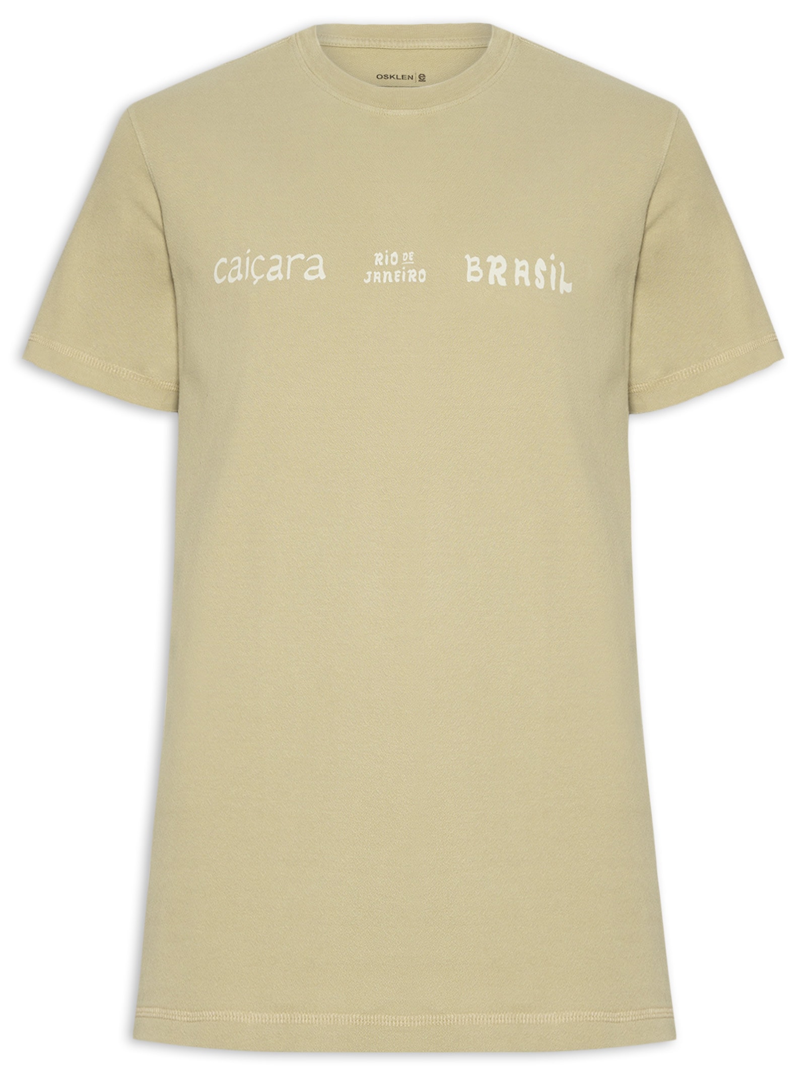 Camiseta Masculina Manga Curta Gola Careca E-Colors Caiçara Type Bege Osklen