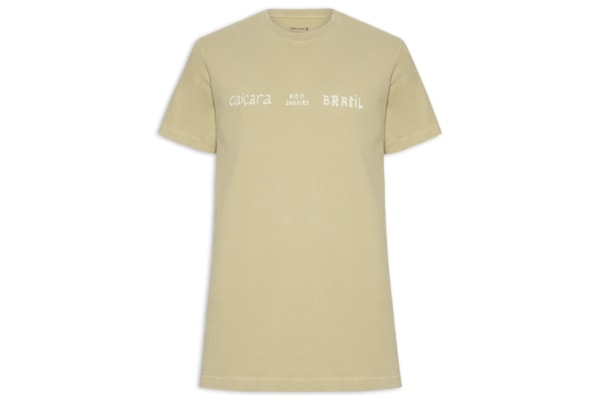 Camiseta Masculina Manga Curta Gola Careca E-Colors Caiçara Type - Bege