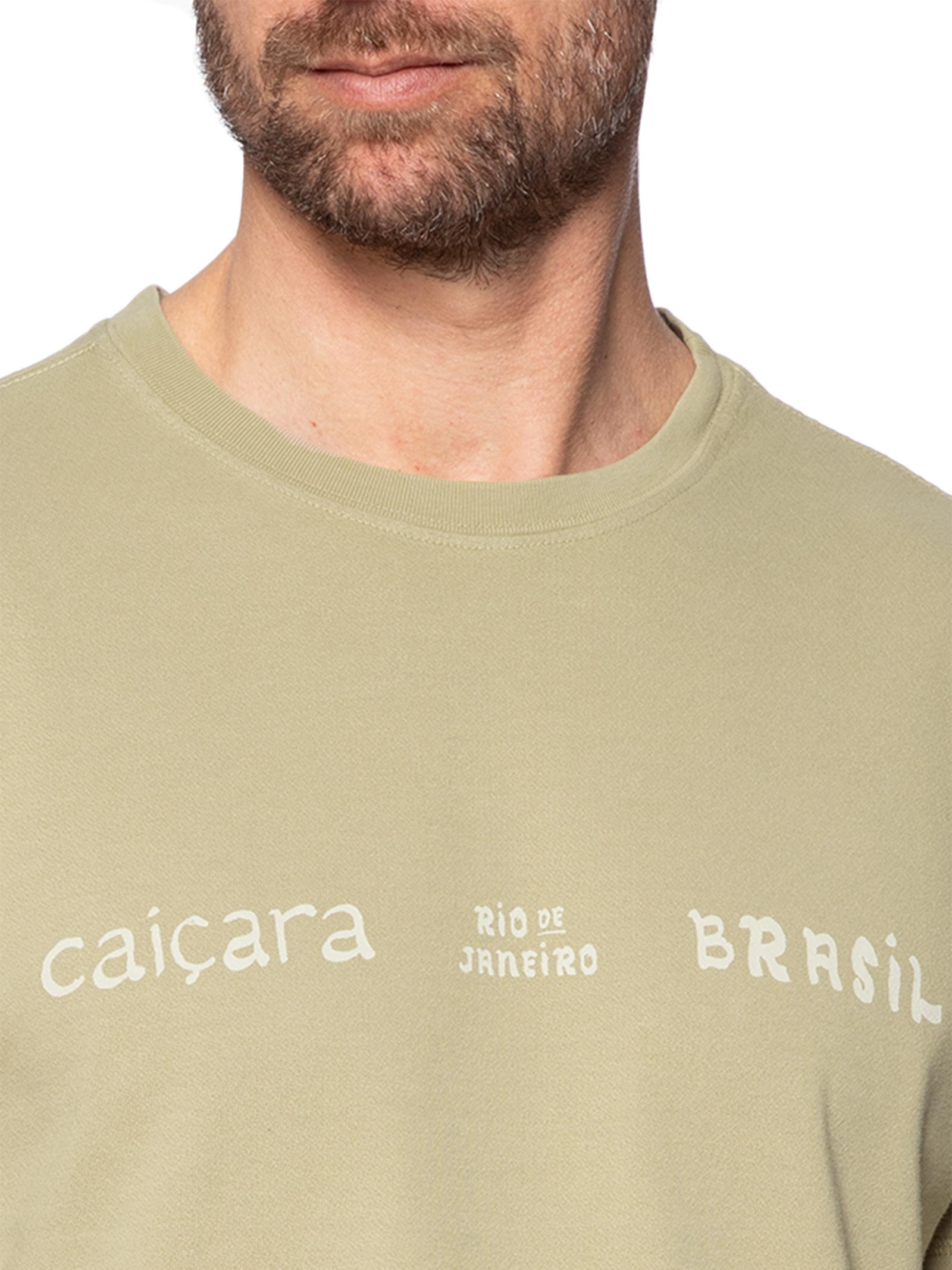 Camiseta Masculina Manga Curta Gola Careca E-Colors Caiçara Type Bege Osklen