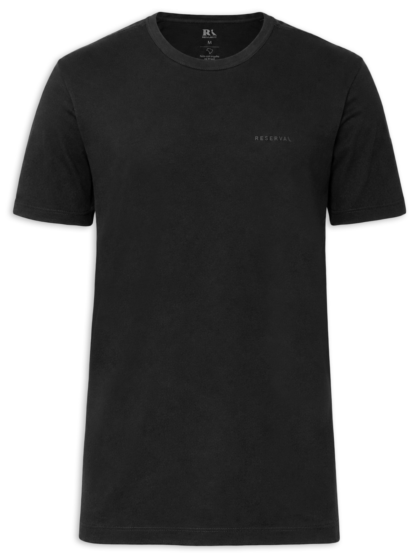 Camiseta Masculina Manga Curta Gola Careca Estampa Assinatura Preto Reserva