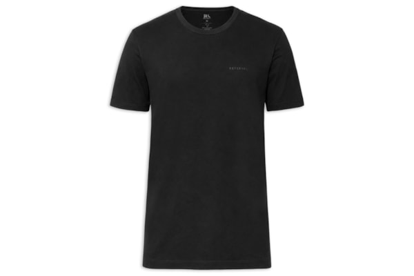 Camiseta Masculina Manga Curta Gola Careca Estampa Assinatura - Preto