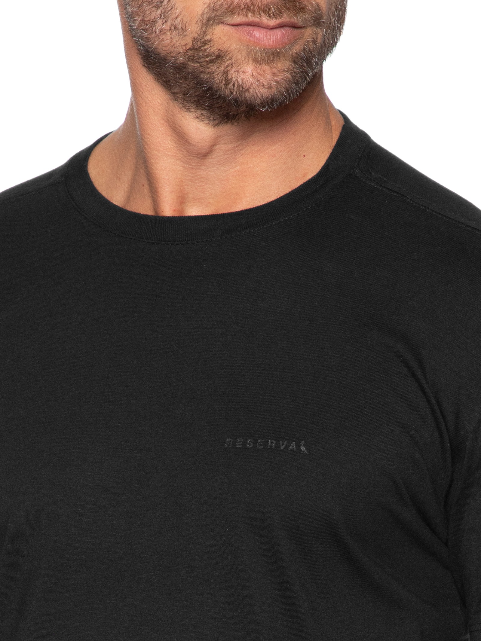 Camiseta Masculina Manga Curta Gola Careca Estampa Assinatura Preto Reserva