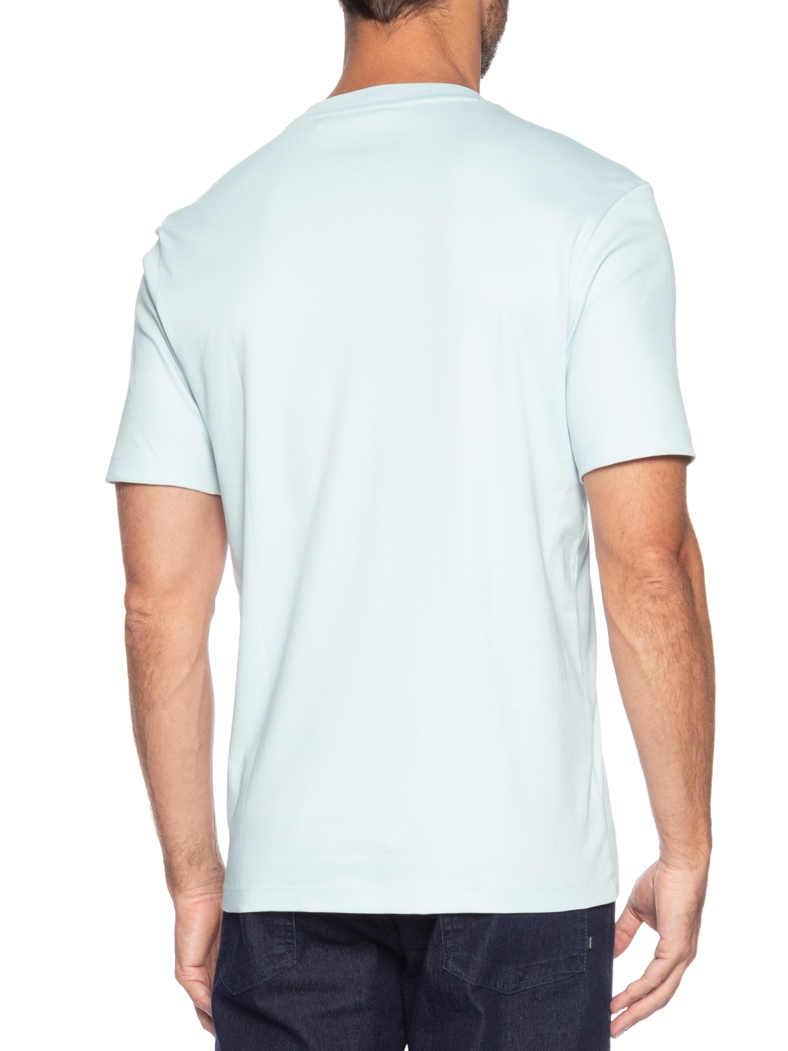 Camiseta Masculina Manga Curta Gola Careca H-Thompson Azul Boss