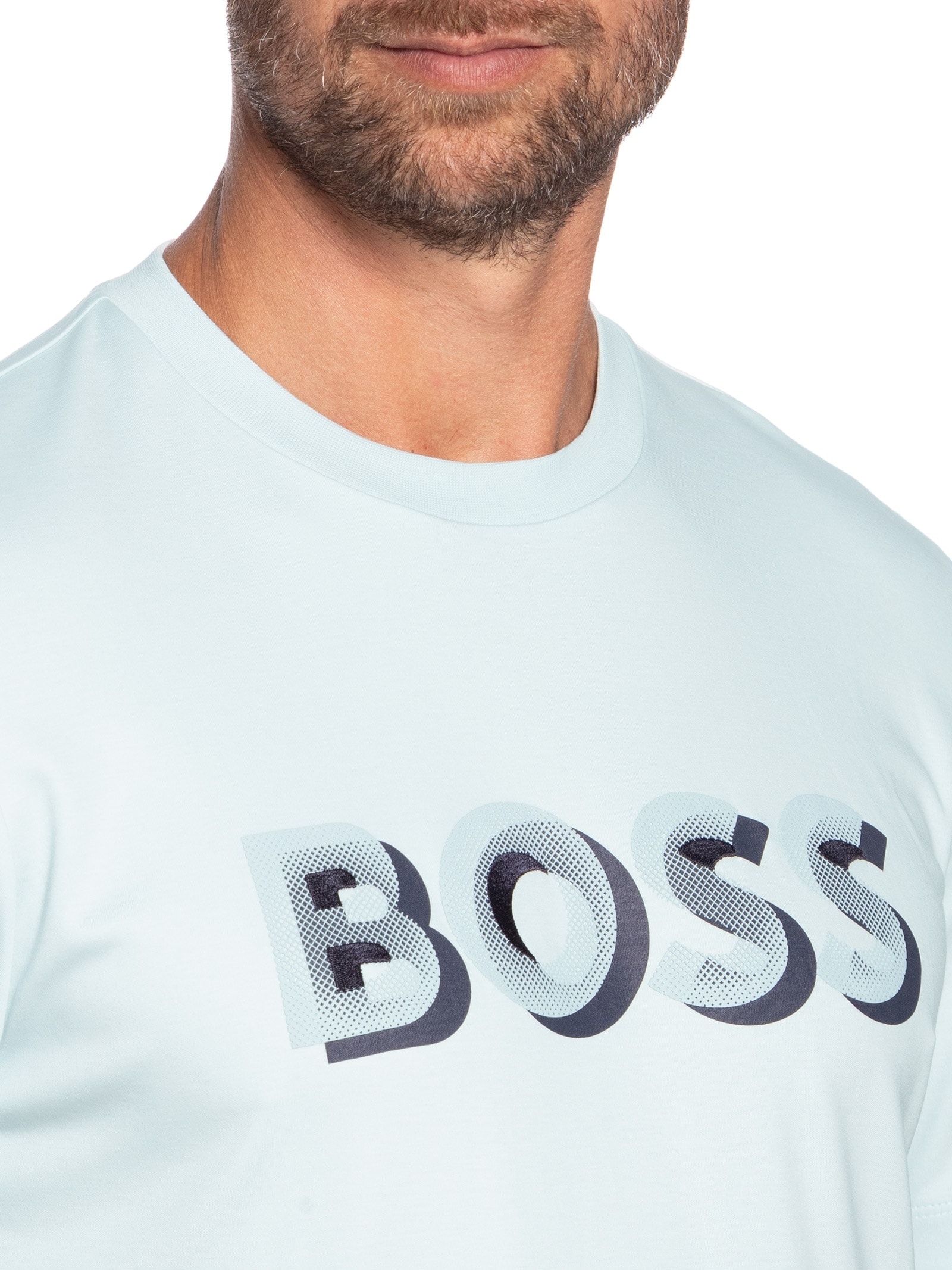 Camiseta Masculina Manga Curta Gola Careca H-Thompson Azul Boss