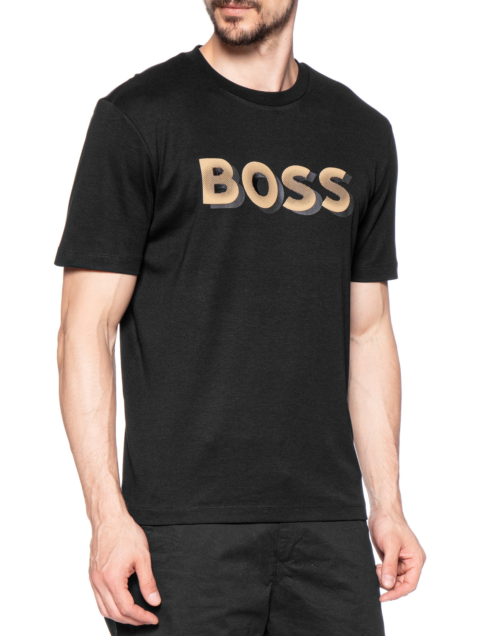 Camiseta Masculina Manga Curta Gola Careca H-Thompson  Preto Boss