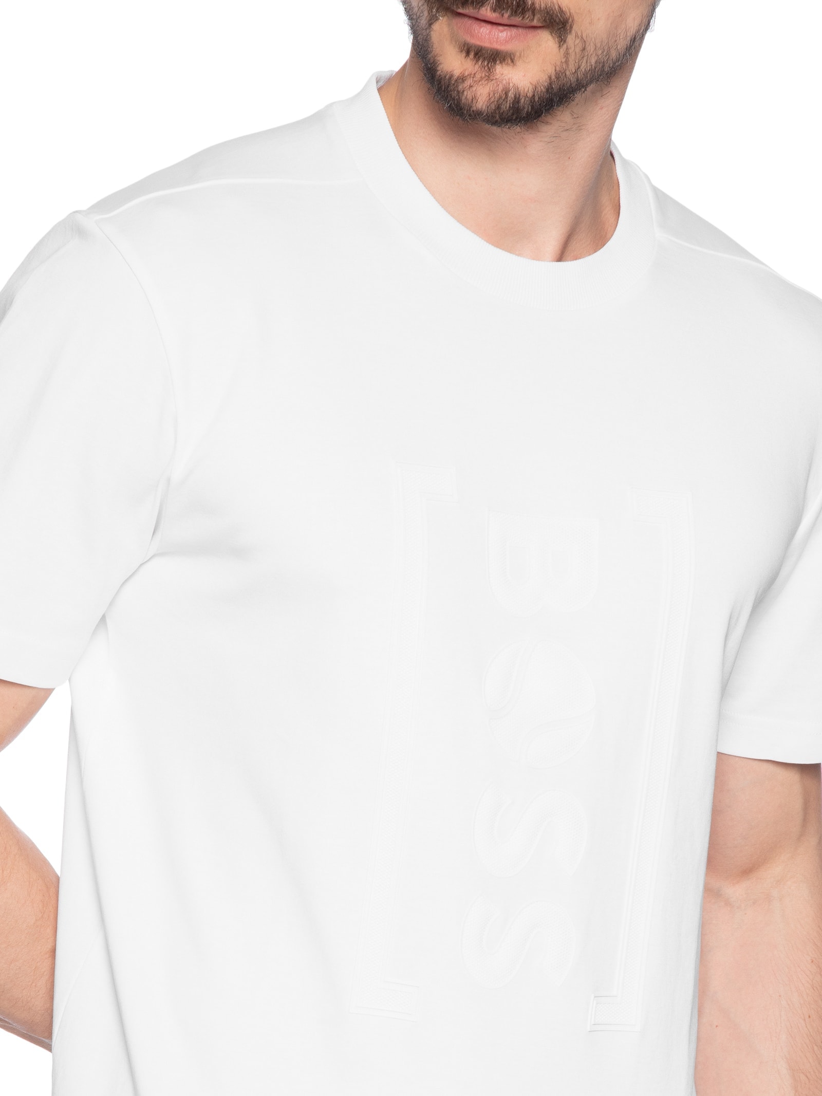 Camiseta Masculina Manga Curta Gola Careca Iconic  Branco Boss