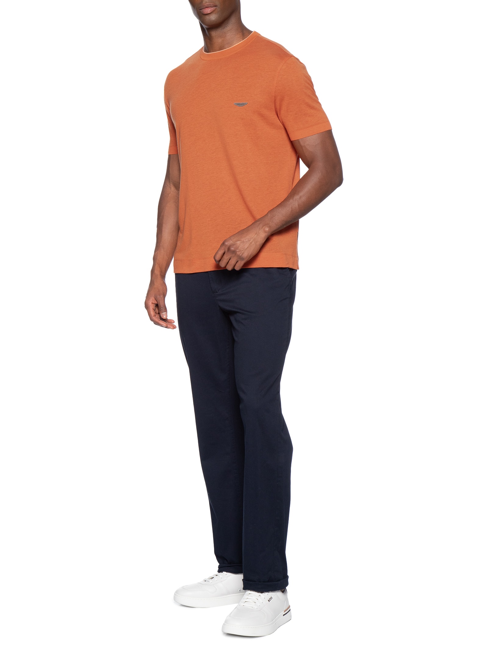 Camiseta Masculina Manga Curta Gola Careca L-Tyler Collab Aston Martin Laranja Boss