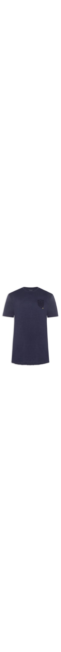 Camiseta Masculina Manga Curta Gola Careca Light Brasão Linen - Azul
