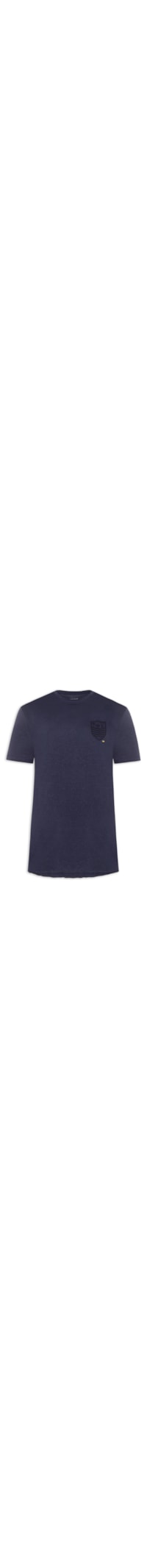 Camiseta Masculina Manga Curta Gola Careca Light Brasão Linen - Azul