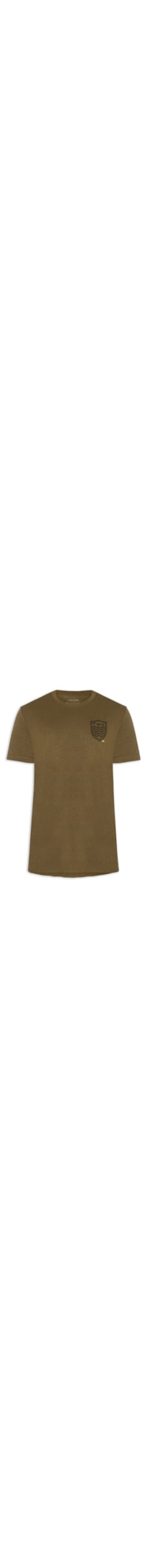 Camiseta Masculina Manga Curta Gola Careca Light Brasão Linen - Marrom