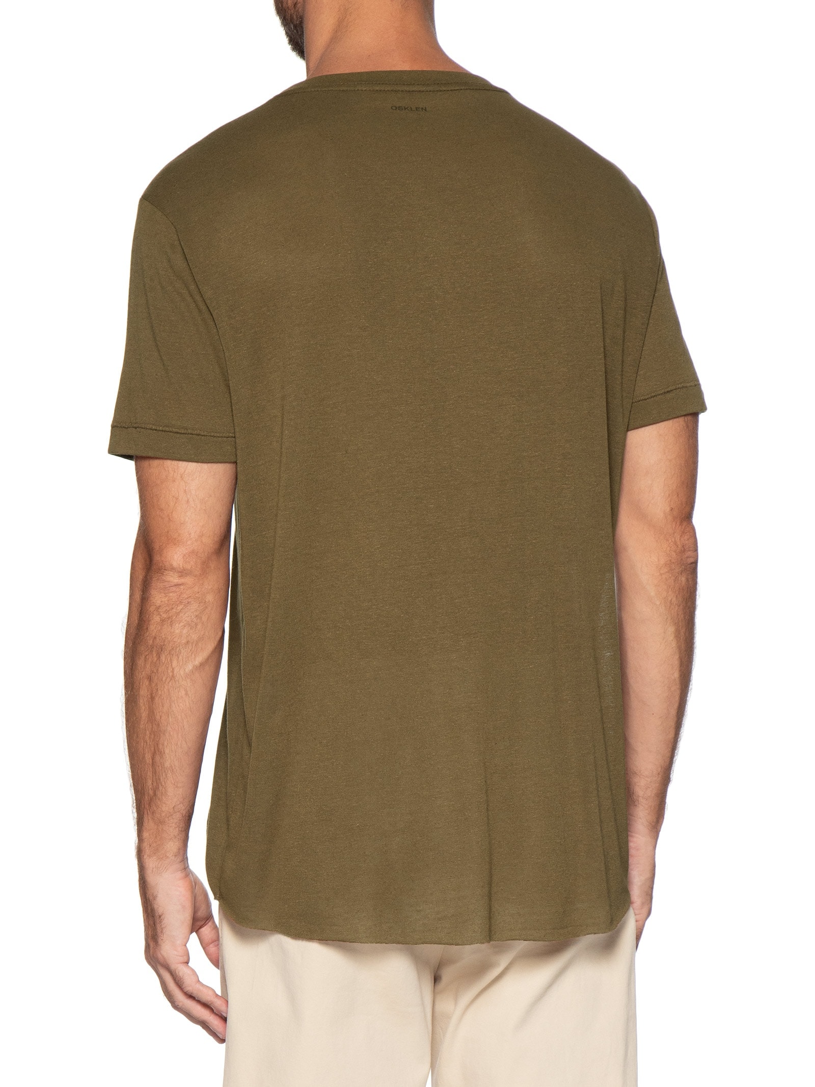 Camiseta Masculina Manga Curta Gola Careca Light Brasão Linen Marrom Osklen