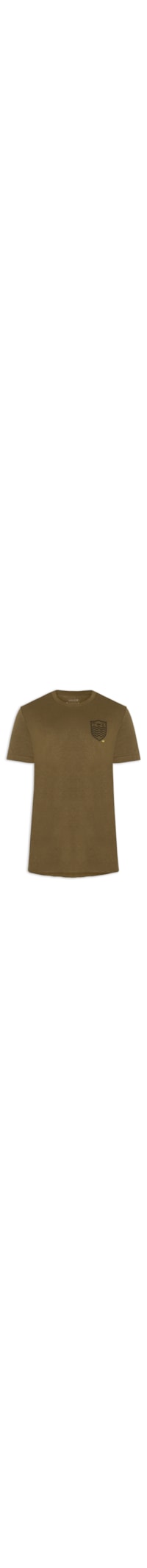 Camiseta Masculina Manga Curta Gola Careca Light Brasão Linen - Marrom