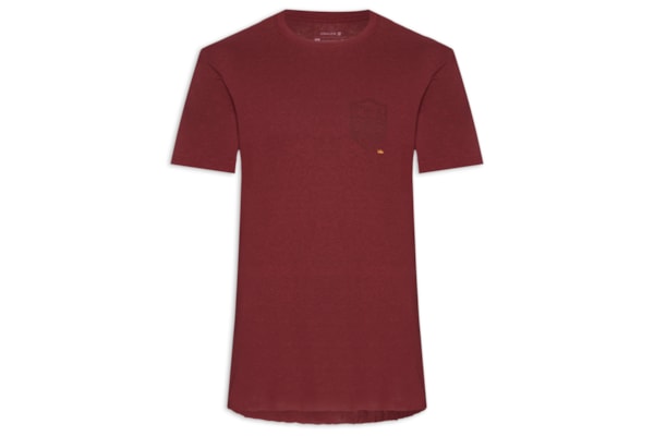 Camiseta Masculina Manga Curta Gola Careca Light Brasão Linen - Vermelho