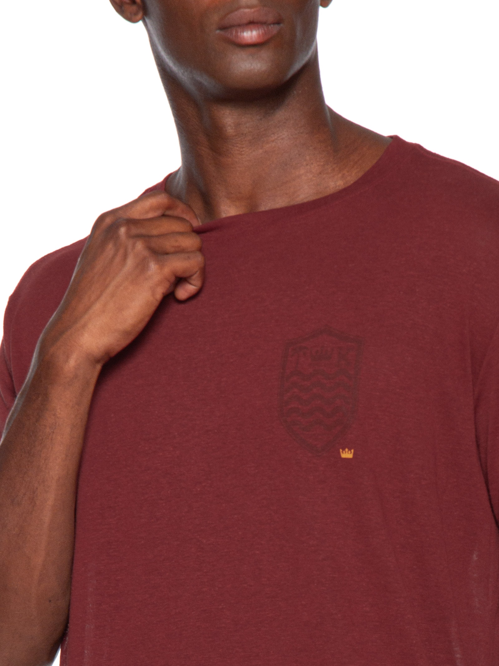 Camiseta Masculina Manga Curta Gola Careca Light Brasão Linen Vermelho Osklen