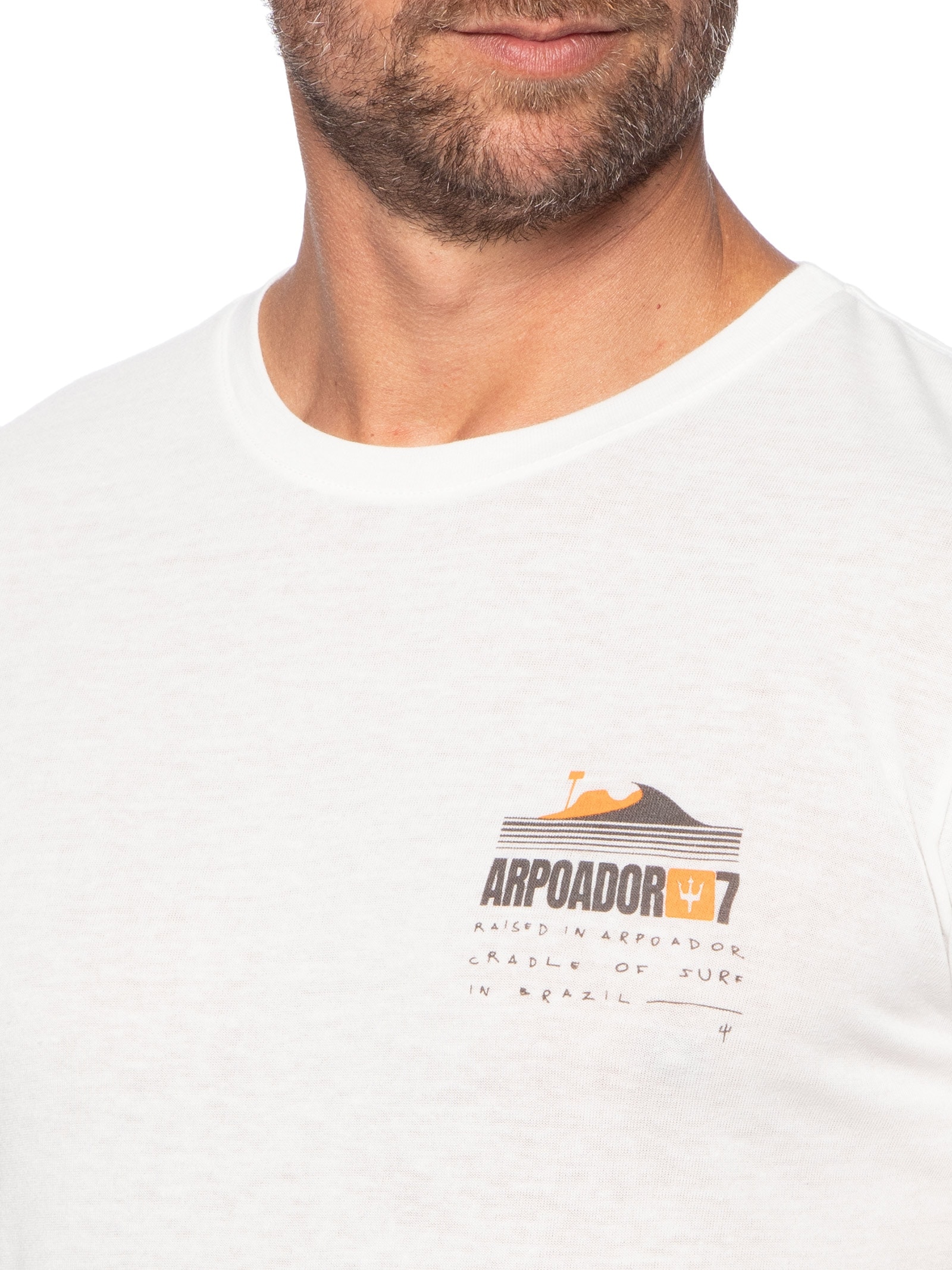 Camiseta Masculina Manga Curta Gola Careca Light Eco Arpoador  Branco Osklen