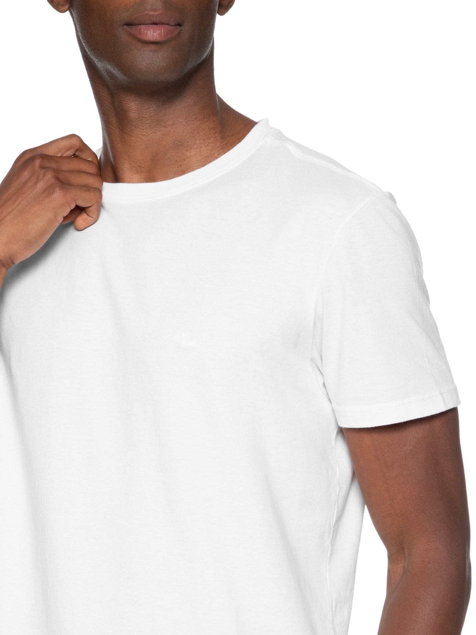 Camiseta Masculina Manga Curta Gola Careca M/M Logo Branco Foxton