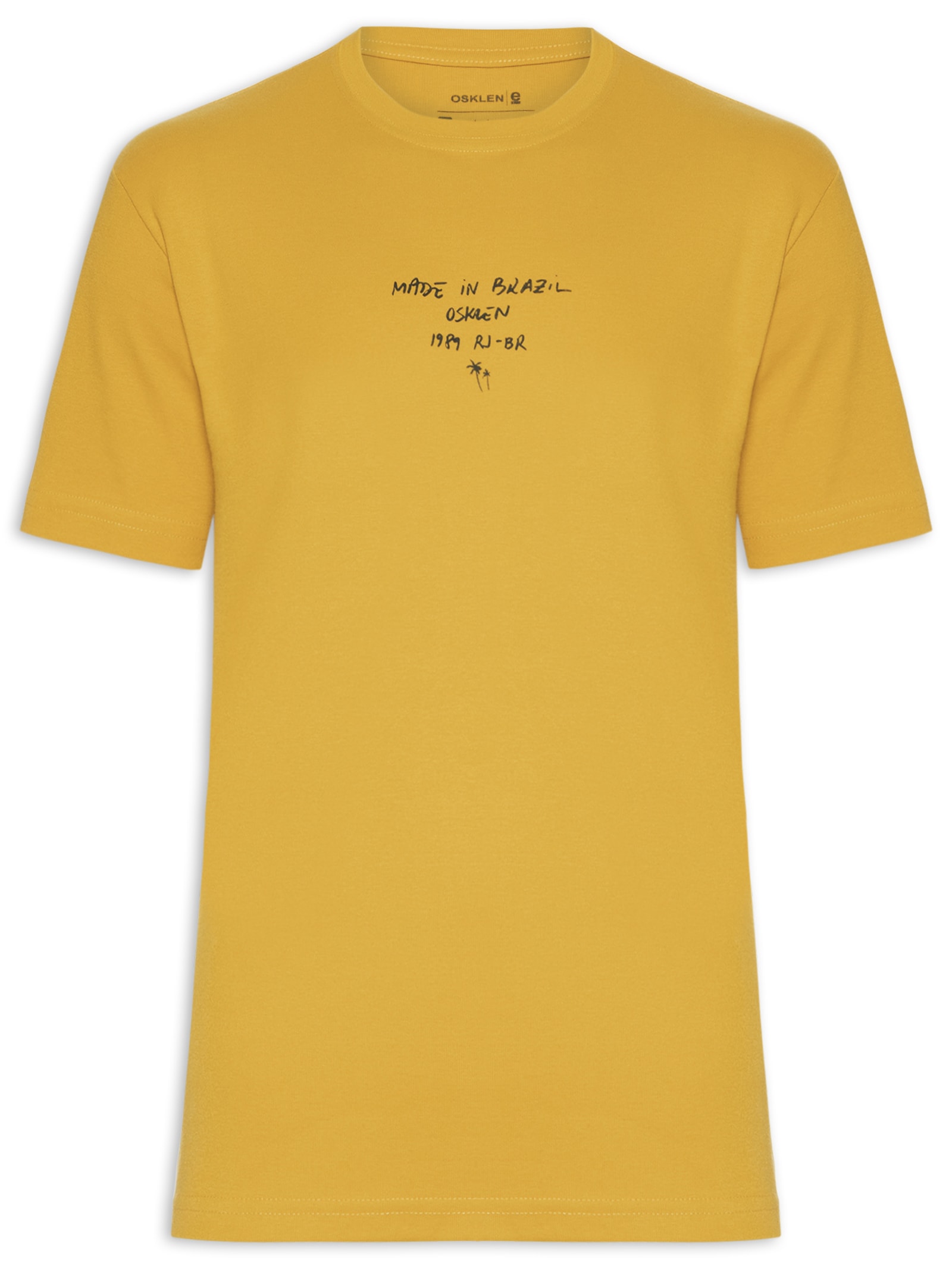 Camiseta Masculina Manga Curta Gola Careca Made In Brazil Amarelo Osklen