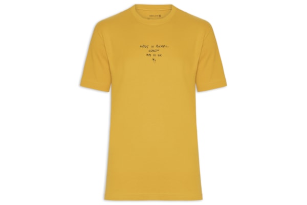 Camiseta Masculina Manga Curta Gola Careca Made In Brazil - Amarelo