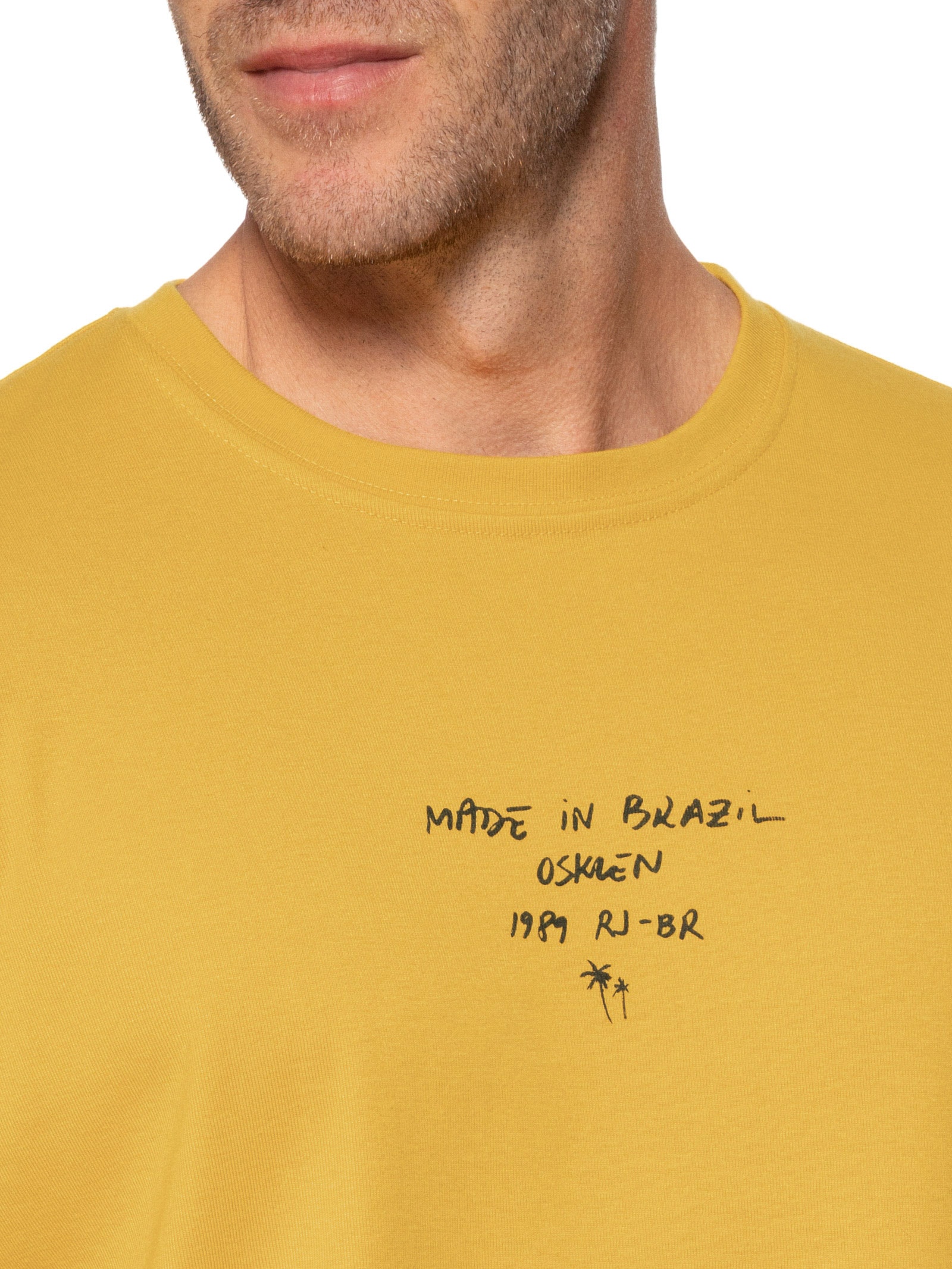 Camiseta Masculina Manga Curta Gola Careca Made In Brazil Amarelo Osklen