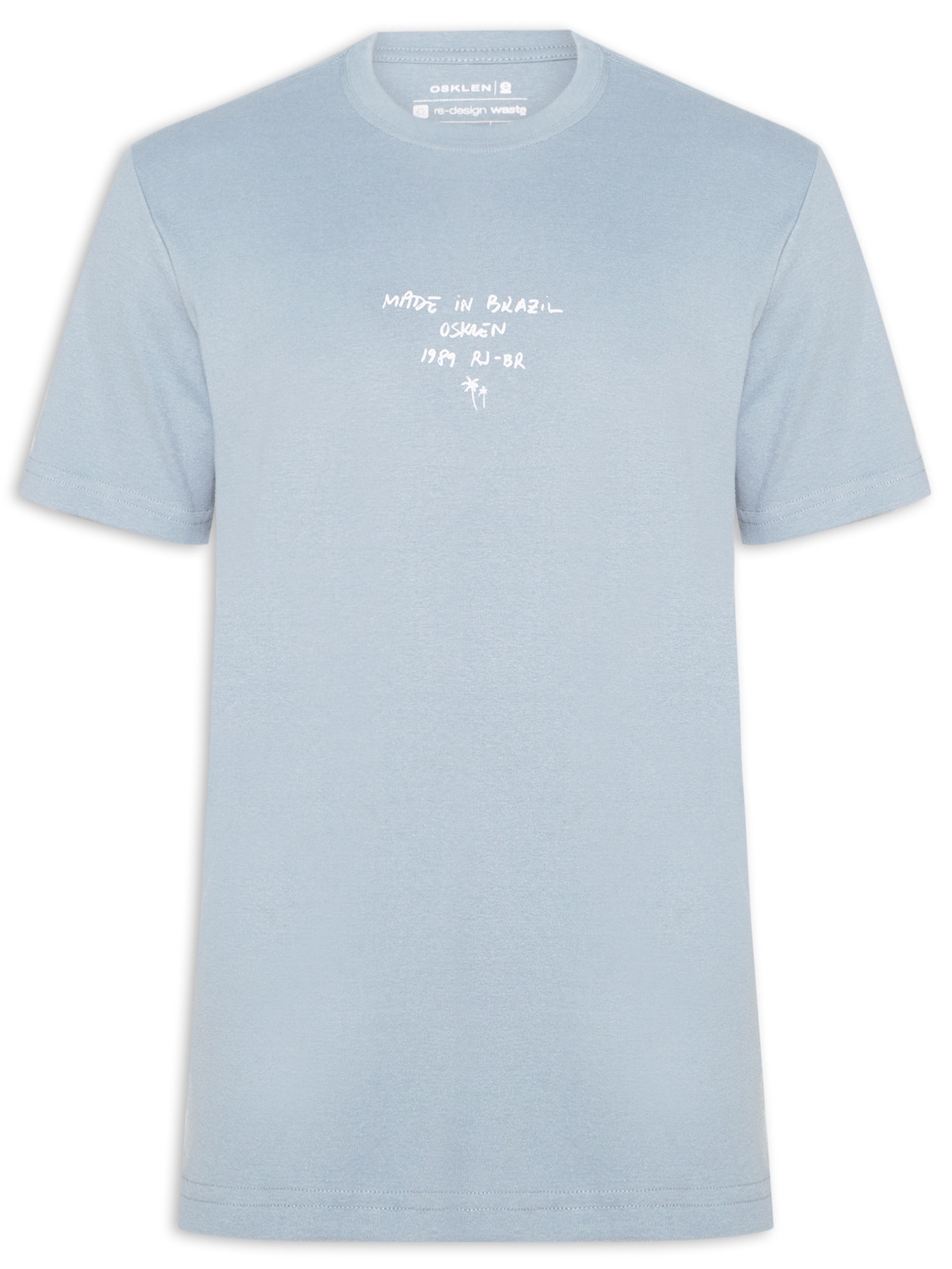 Camiseta Masculina Manga Curta Gola Careca Made In Brazil Azul Osklen