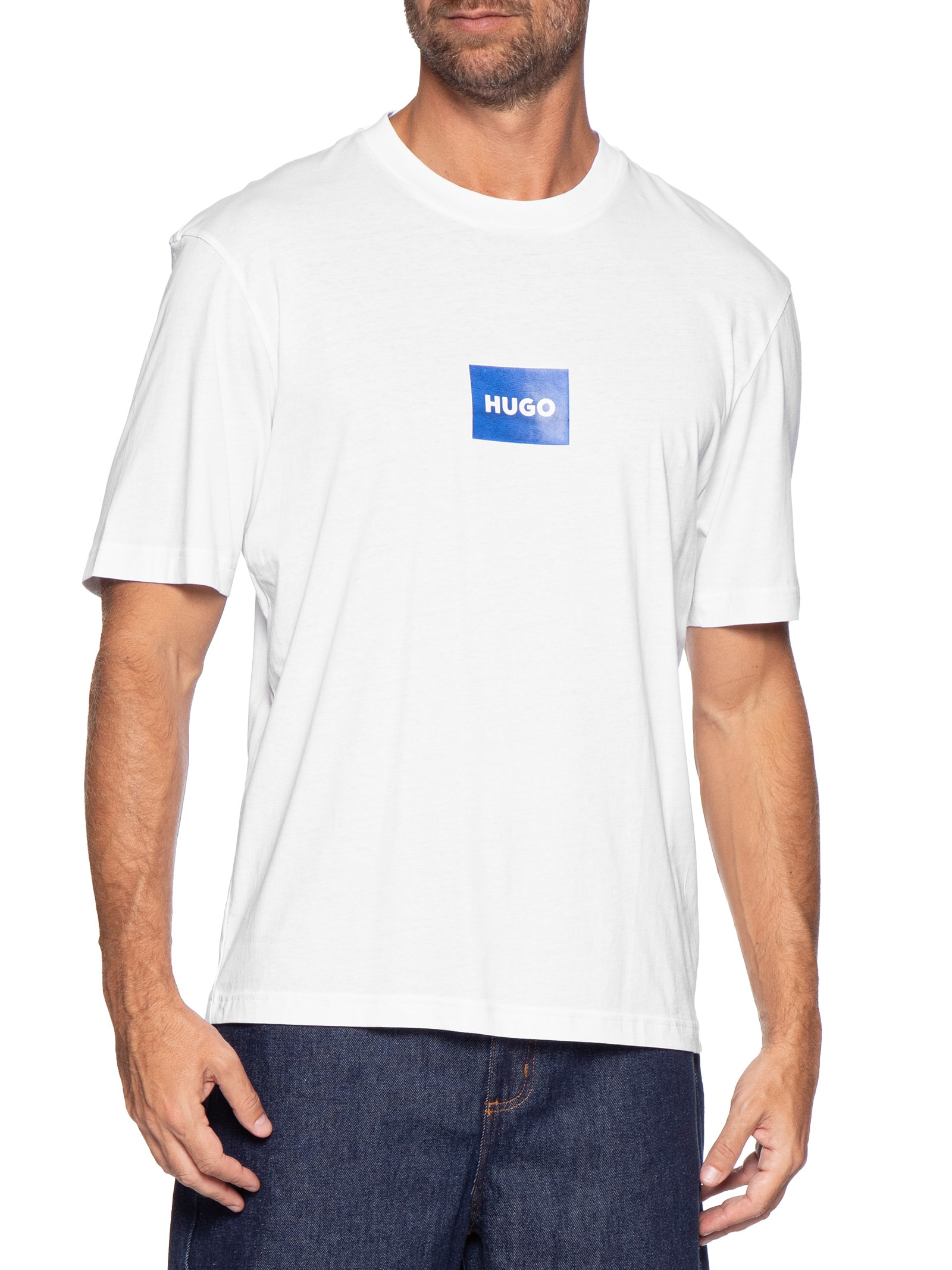 Camiseta Masculina Manga Curta Gola Careca Nayonix Branco Hugo