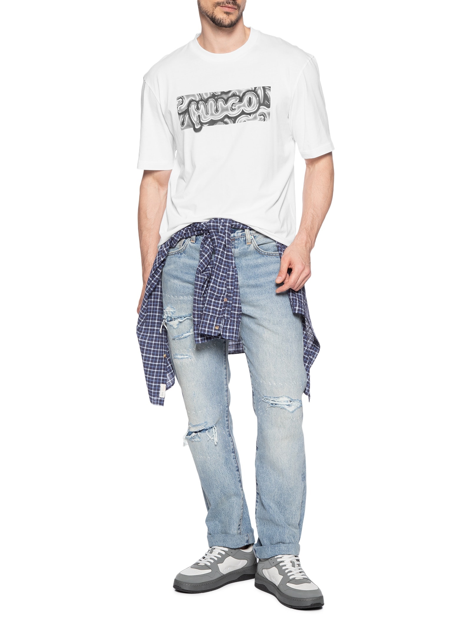 Camiseta Masculina Manga Curta Gola Careca Nedirix  Branco Hugo