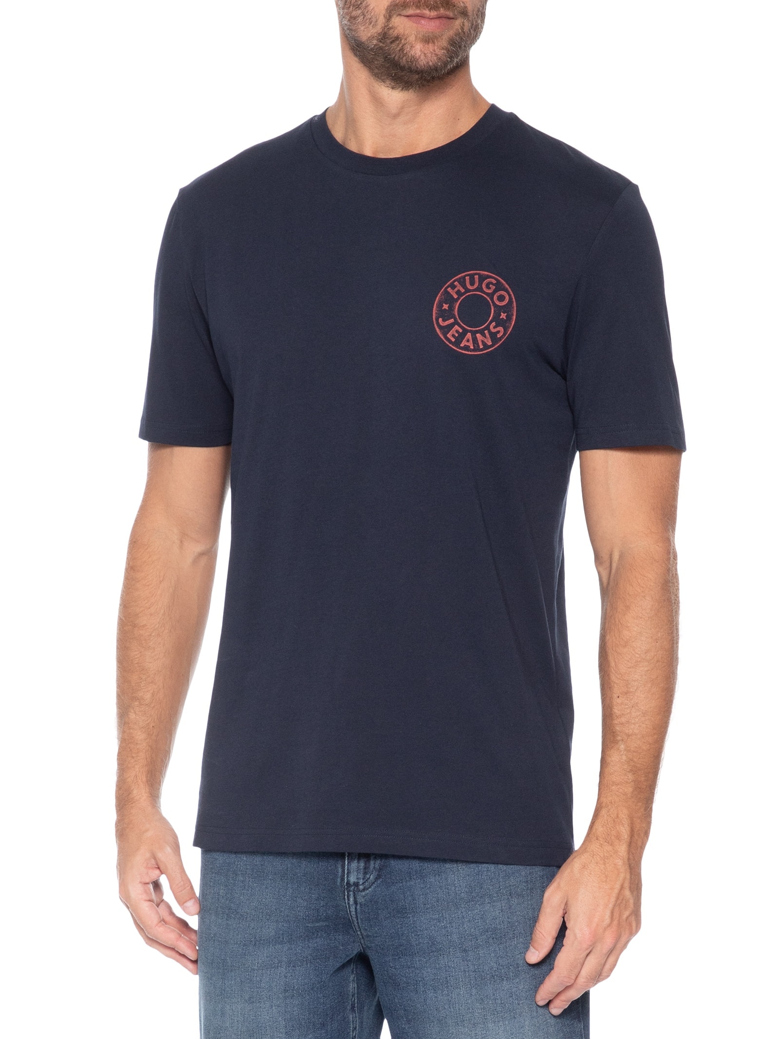 Camiseta Masculina Manga Curta Gola Careca Nemodo Azul Hugo