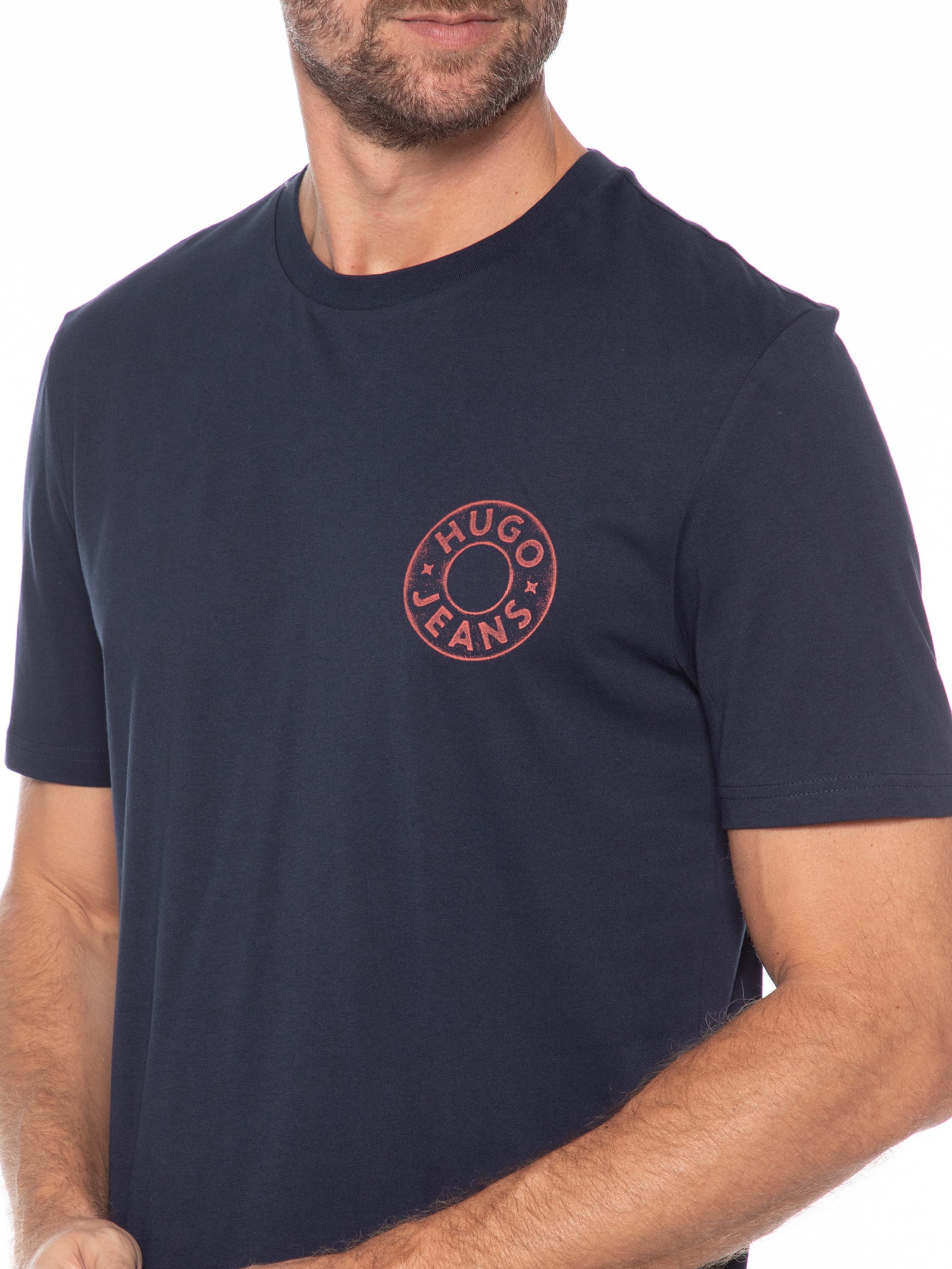 Camiseta Masculina Manga Curta Gola Careca Nemodo Azul Hugo