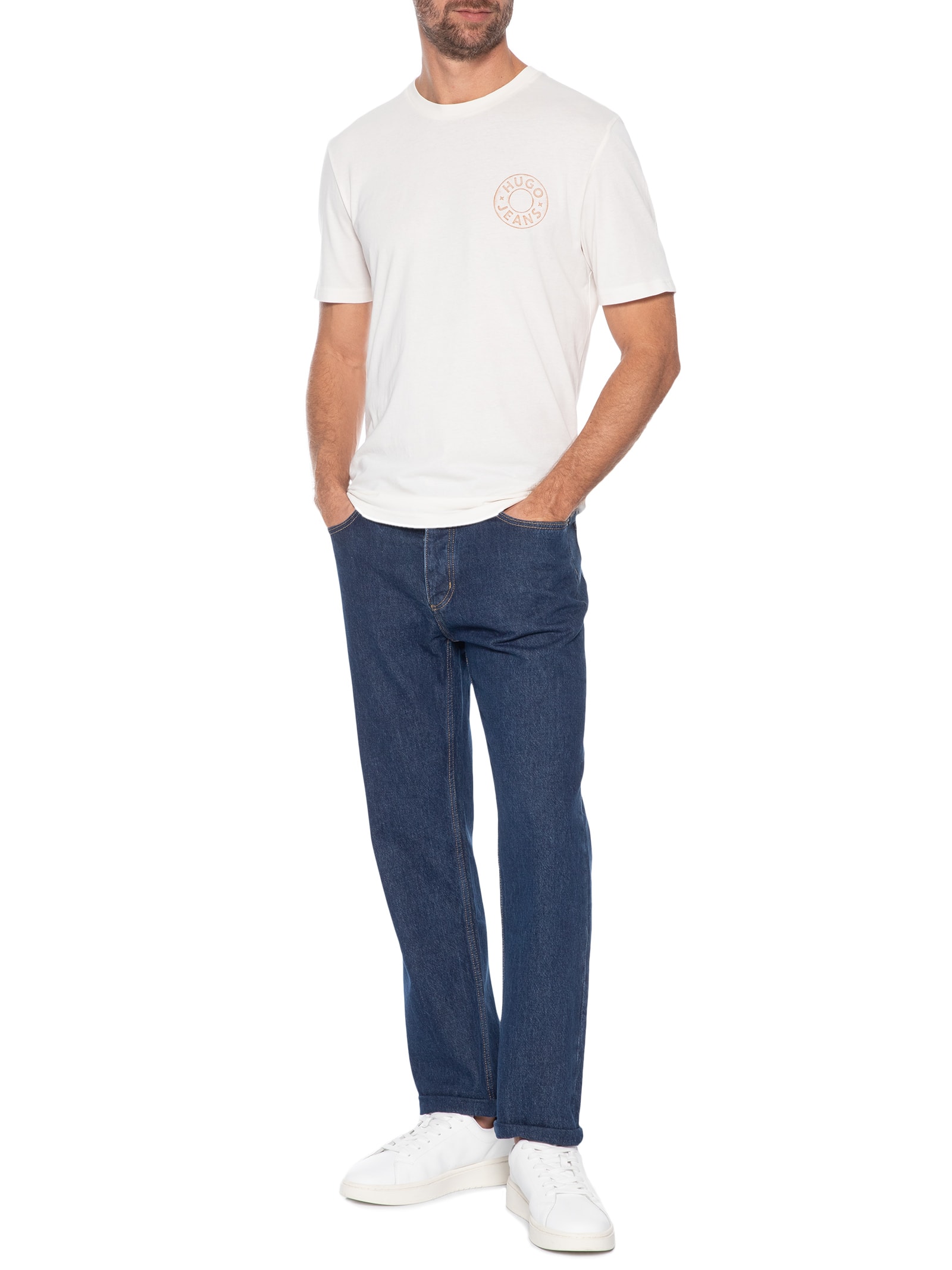 Camiseta Masculina Manga Curta Gola Careca Nemodo Branco Hugo