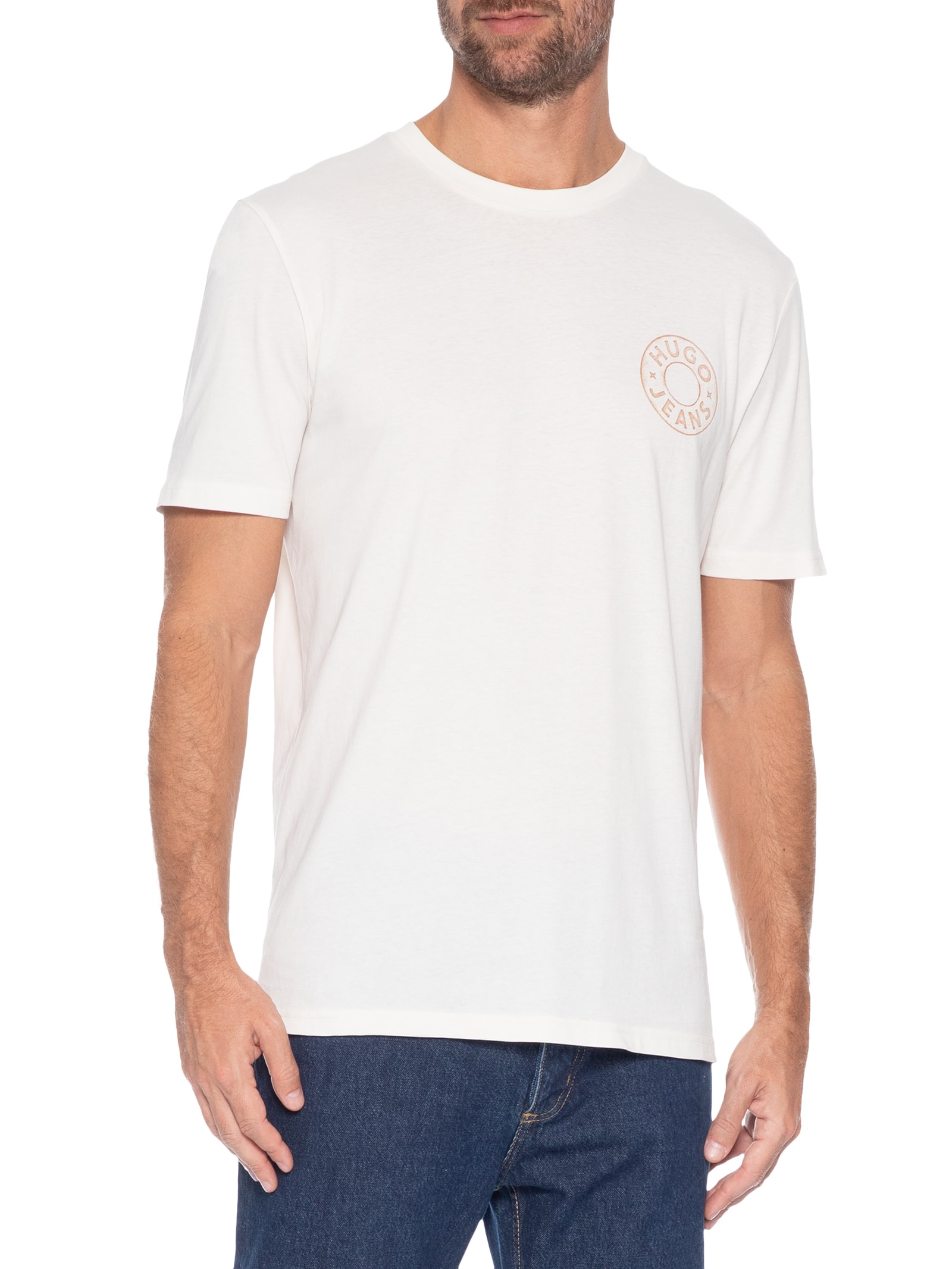 Camiseta Masculina Manga Curta Gola Careca Nemodo Branco Hugo