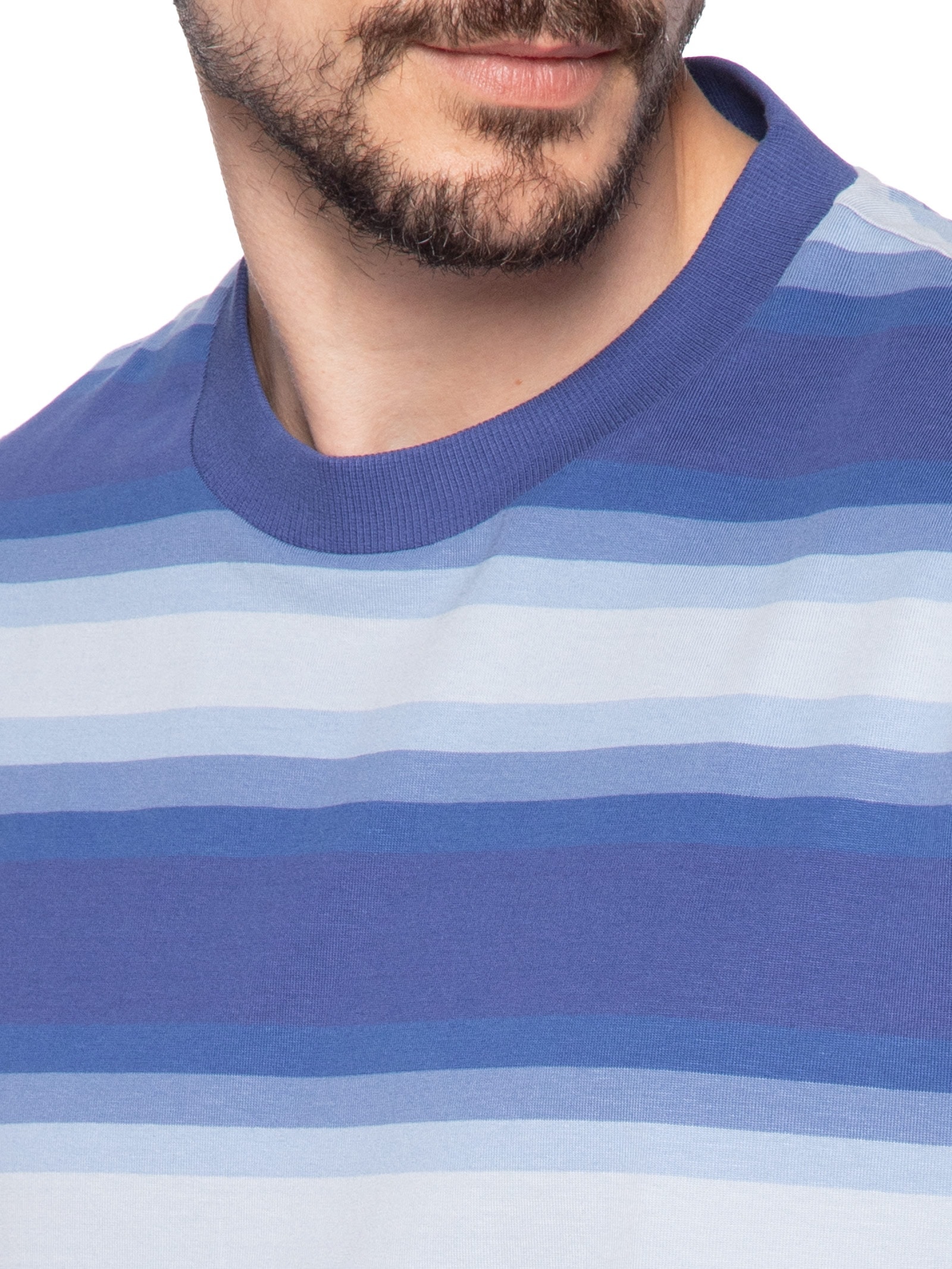 Camiseta Masculina Manga Curta Gola Careca Nisote  Azul Hugo
