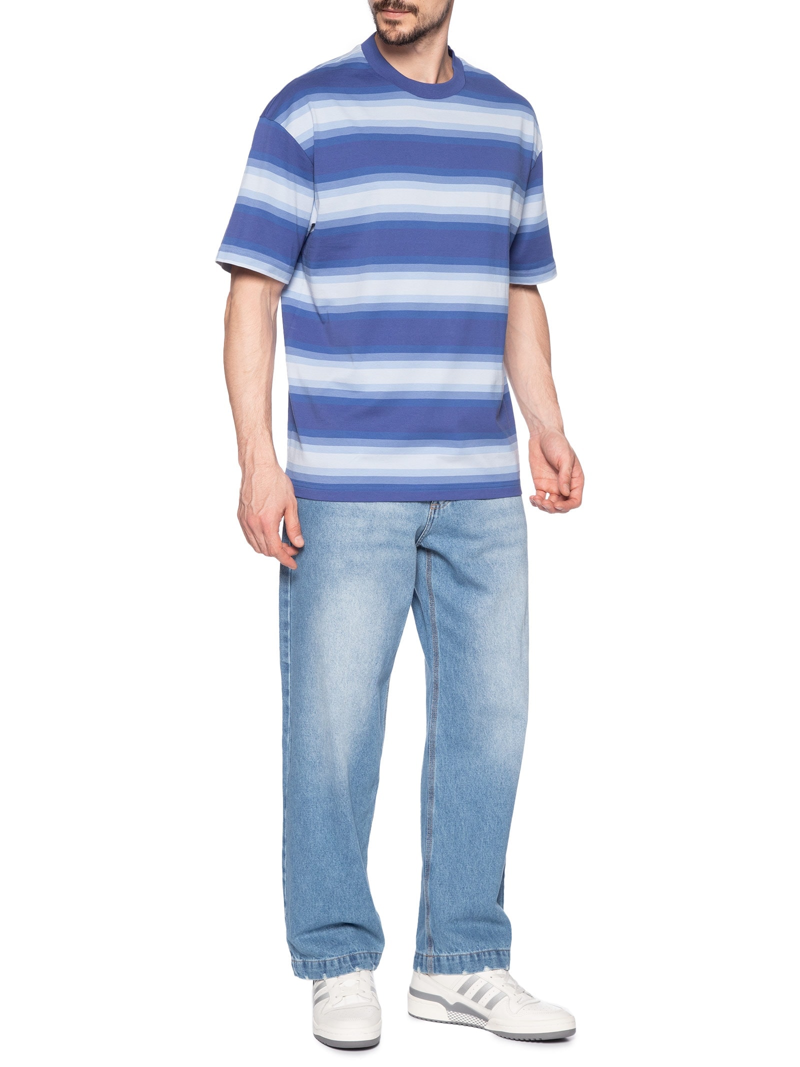 Camiseta Masculina Manga Curta Gola Careca Nisote  Azul Hugo