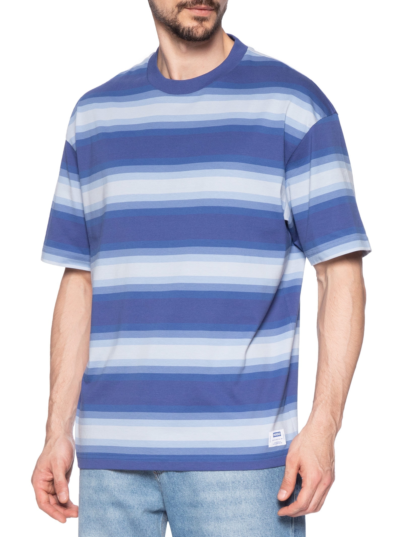 Camiseta Masculina Manga Curta Gola Careca Nisote  Azul Hugo