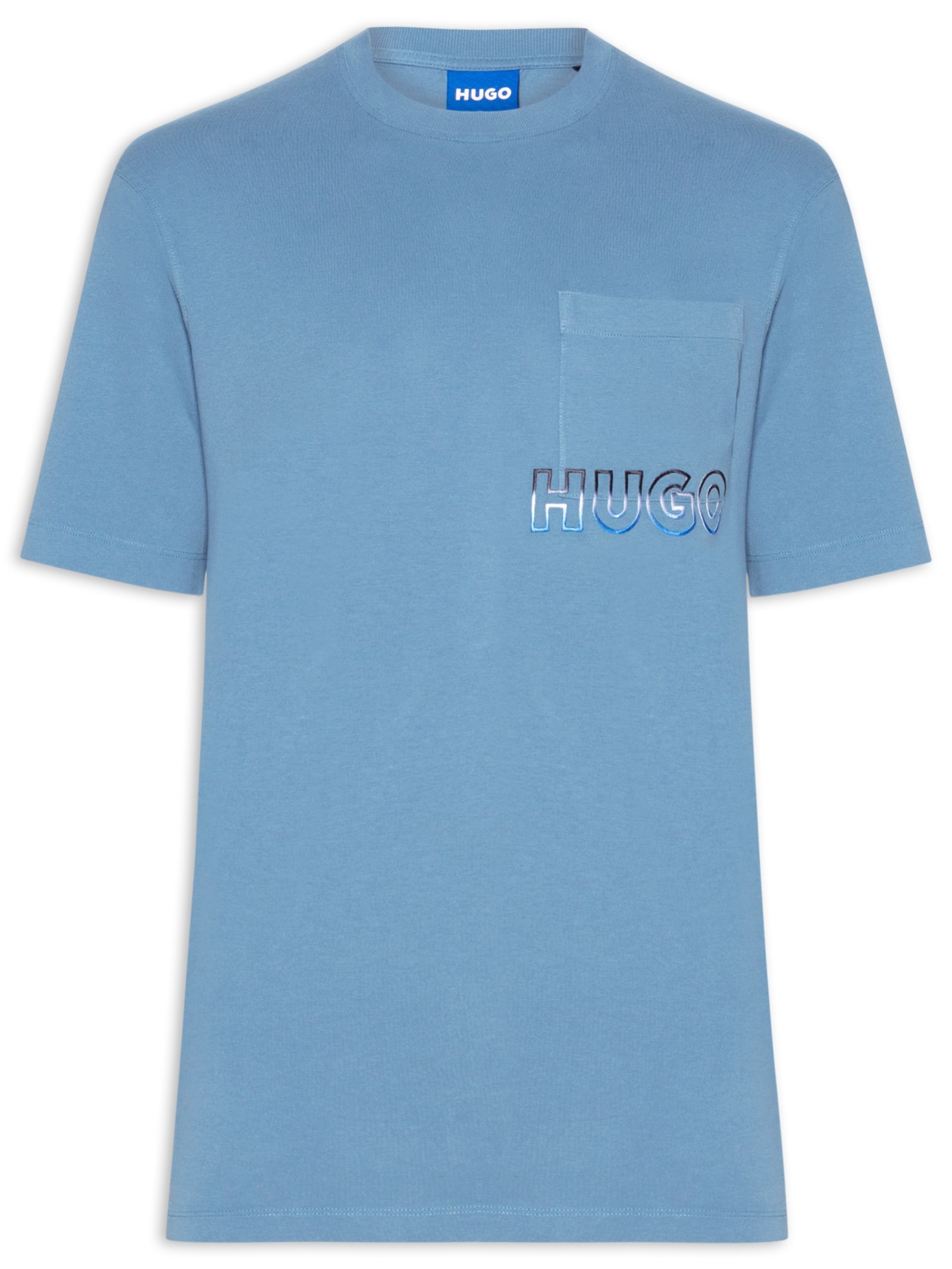 Camiseta Masculina Manga Curta Gola Careca Nogoste  Azul Hugo