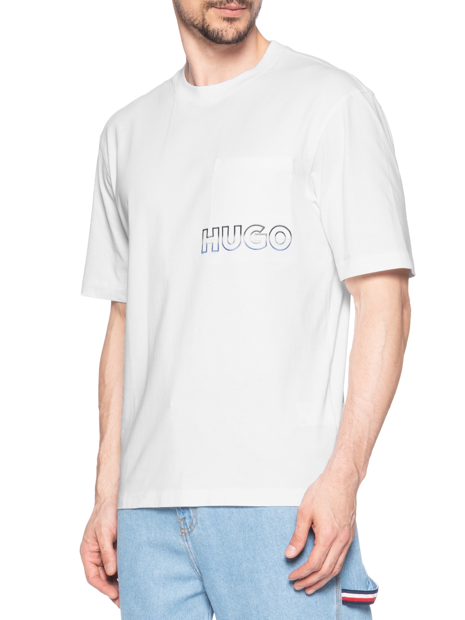 Camiseta Masculina Manga Curta Gola Careca Nogoste  Branco Hugo