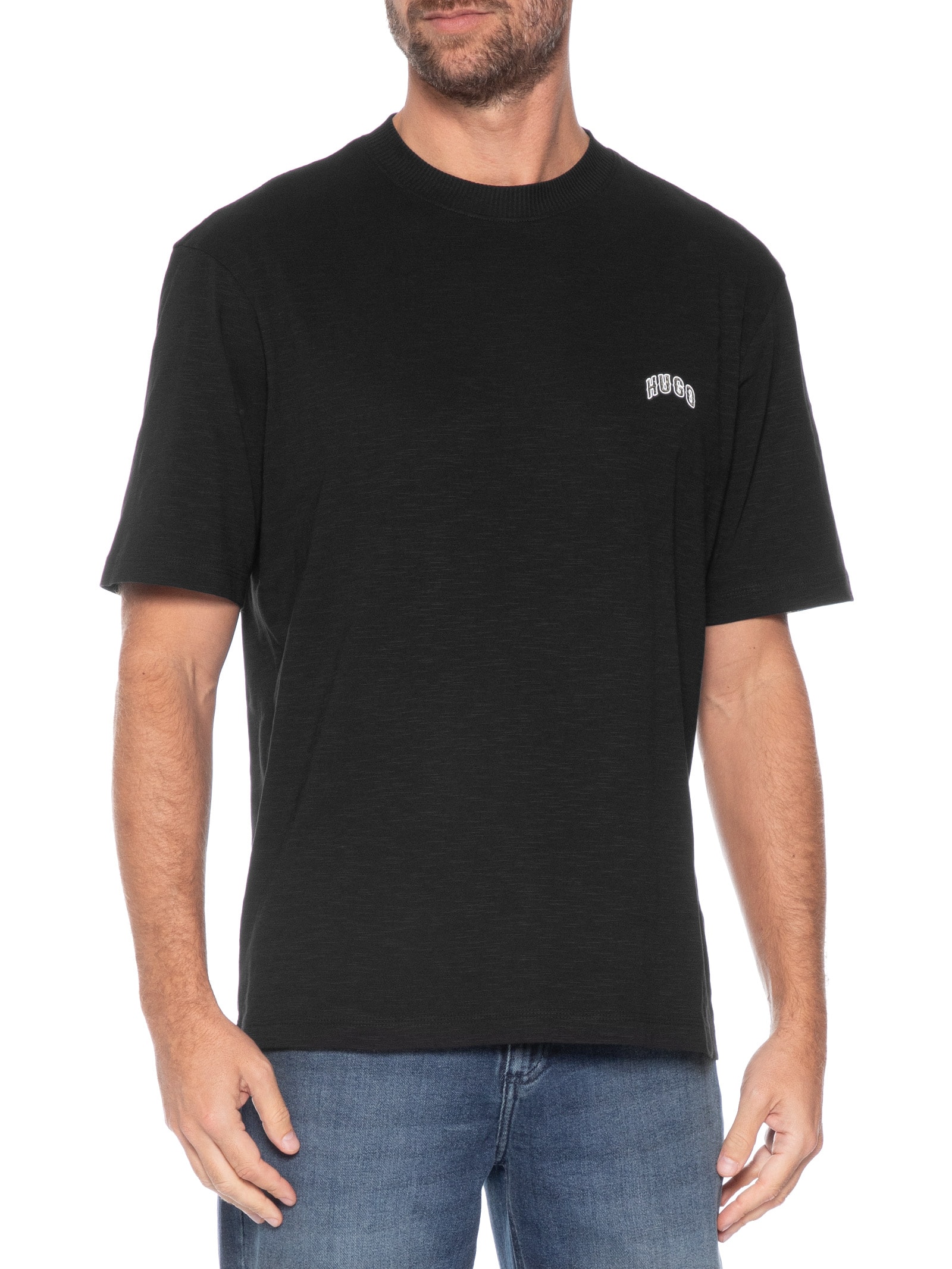 Camiseta Masculina Manga Curta Gola Careca Nowboi Preto Hugo