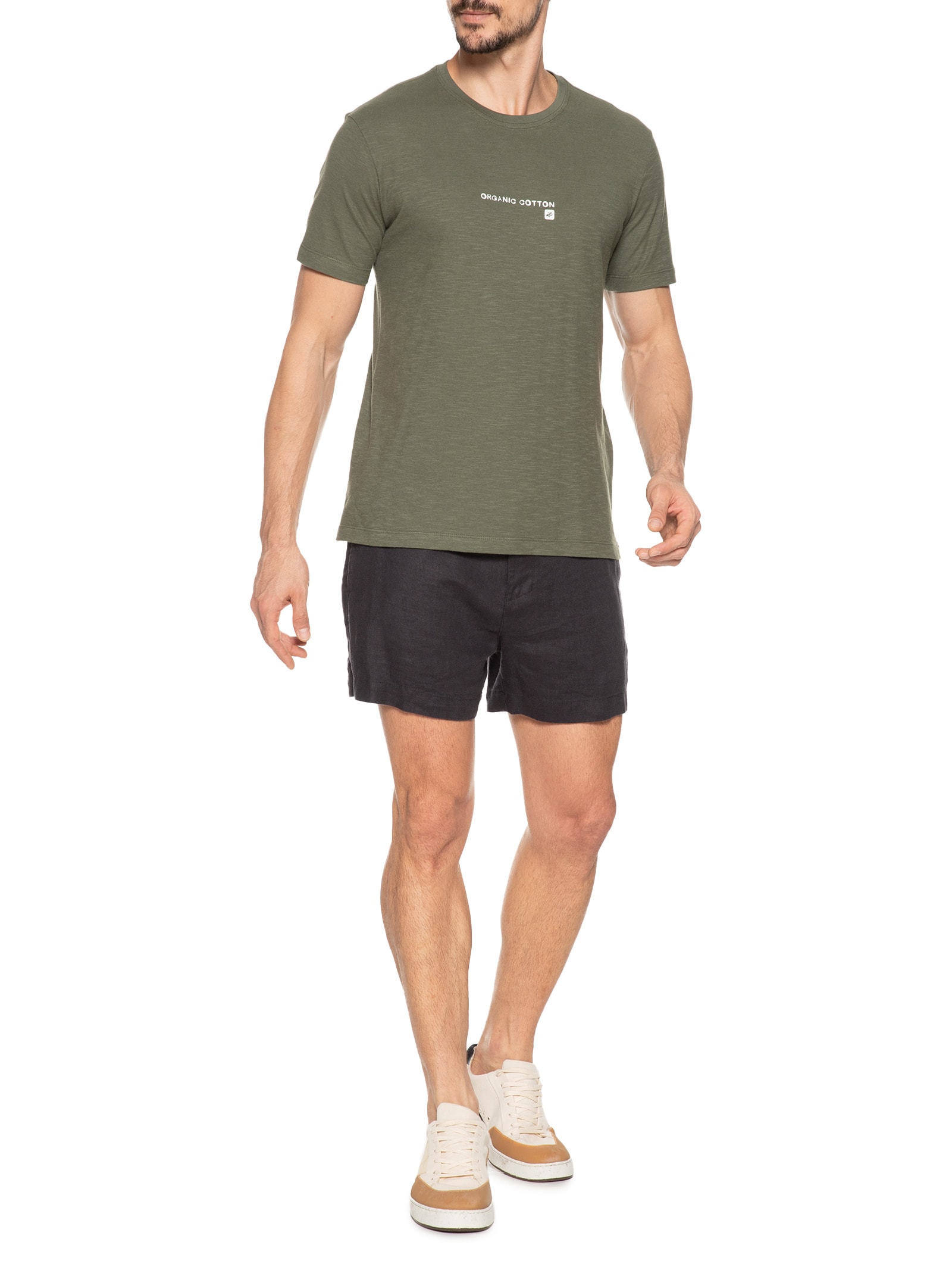 Camiseta Masculina Manga Curta Gola Careca Org Cotton Verde Osklen