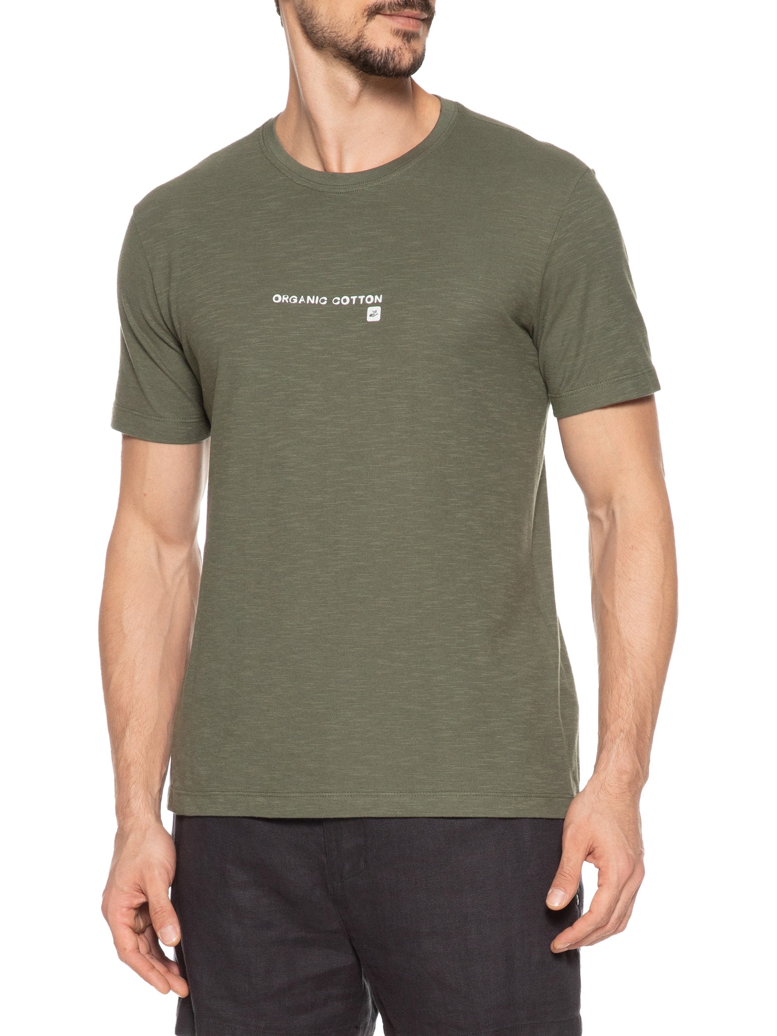 Camiseta Masculina Manga Curta Gola Careca Org Cotton Verde Osklen