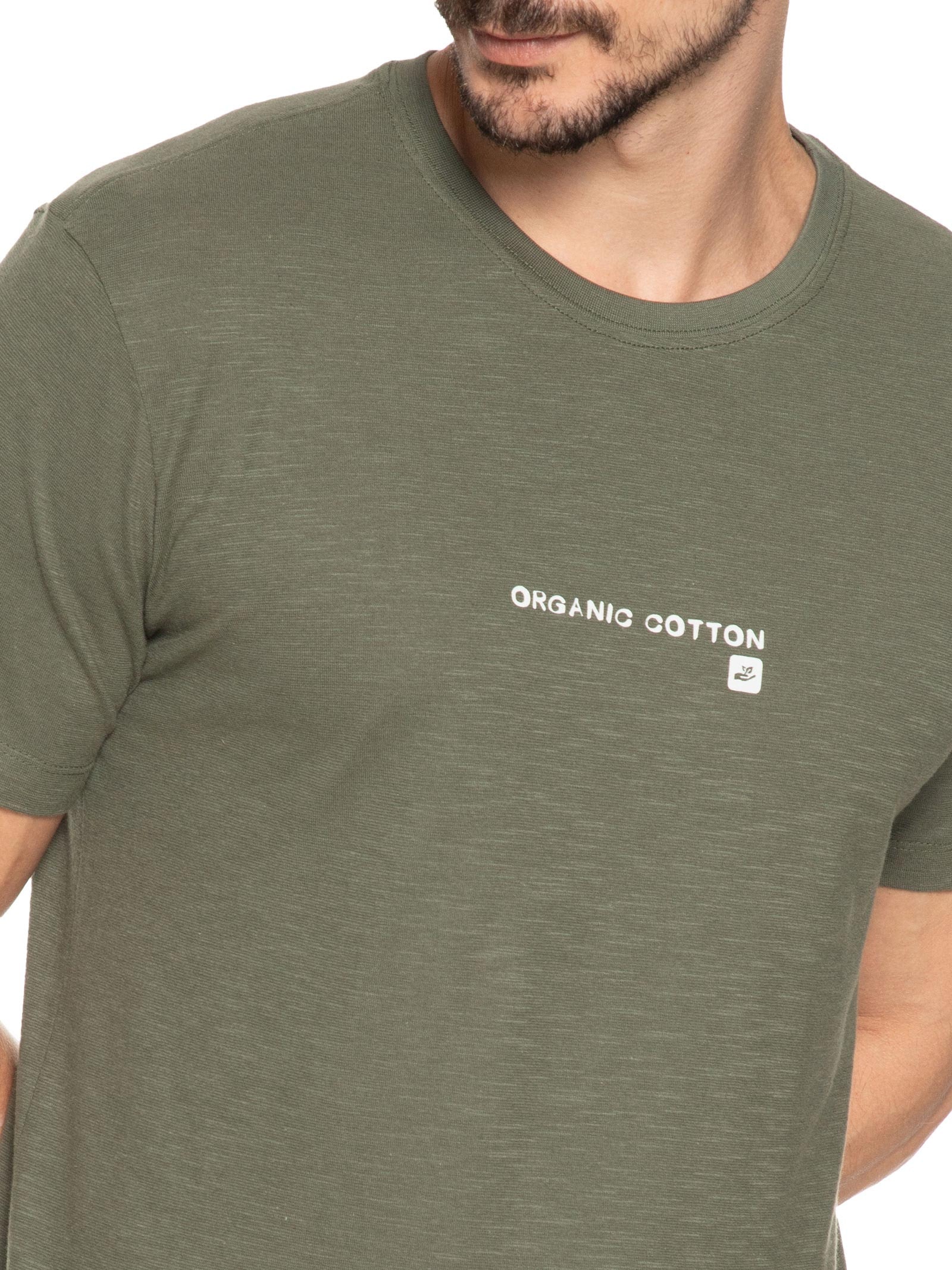 Camiseta Masculina Manga Curta Gola Careca Org Cotton Verde Osklen